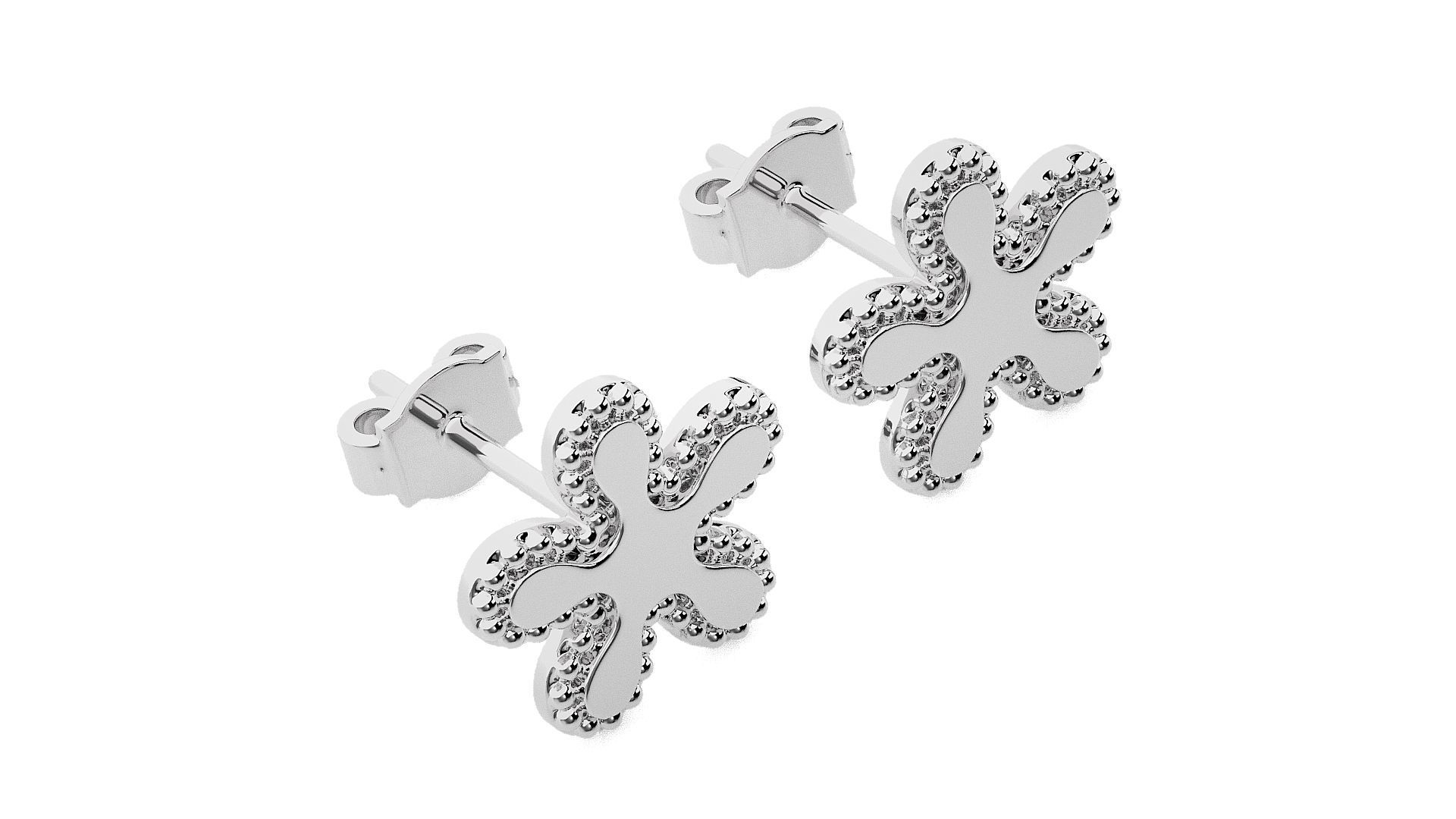 Light wt Plain Gold Earrings Studs 3dm stl ply glb gltf mtl 3mf 3D print model_7