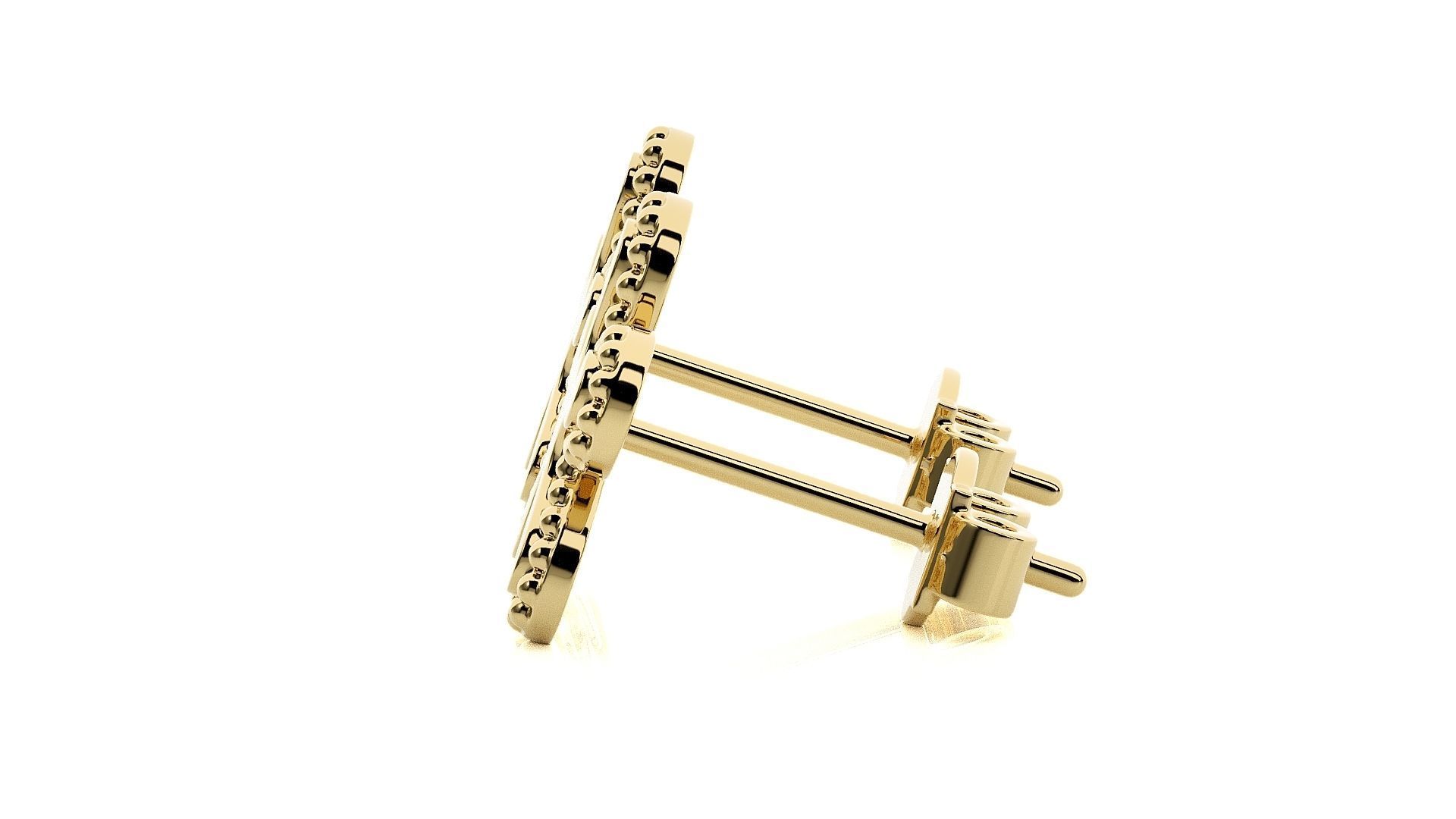 Light wt Plain Gold Earrings Studs 3dm stl ply glb gltf mtl 3mf 3D print model_11