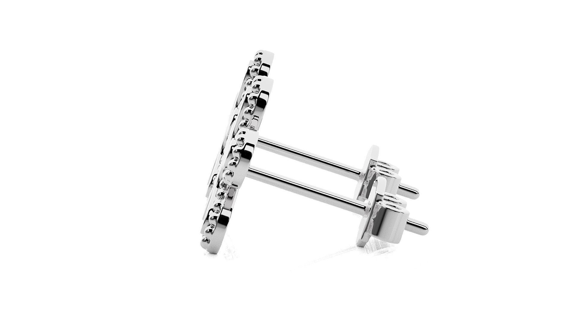 Light wt Plain Gold Earrings Studs 3dm stl ply glb gltf mtl 3mf 3D print model_8