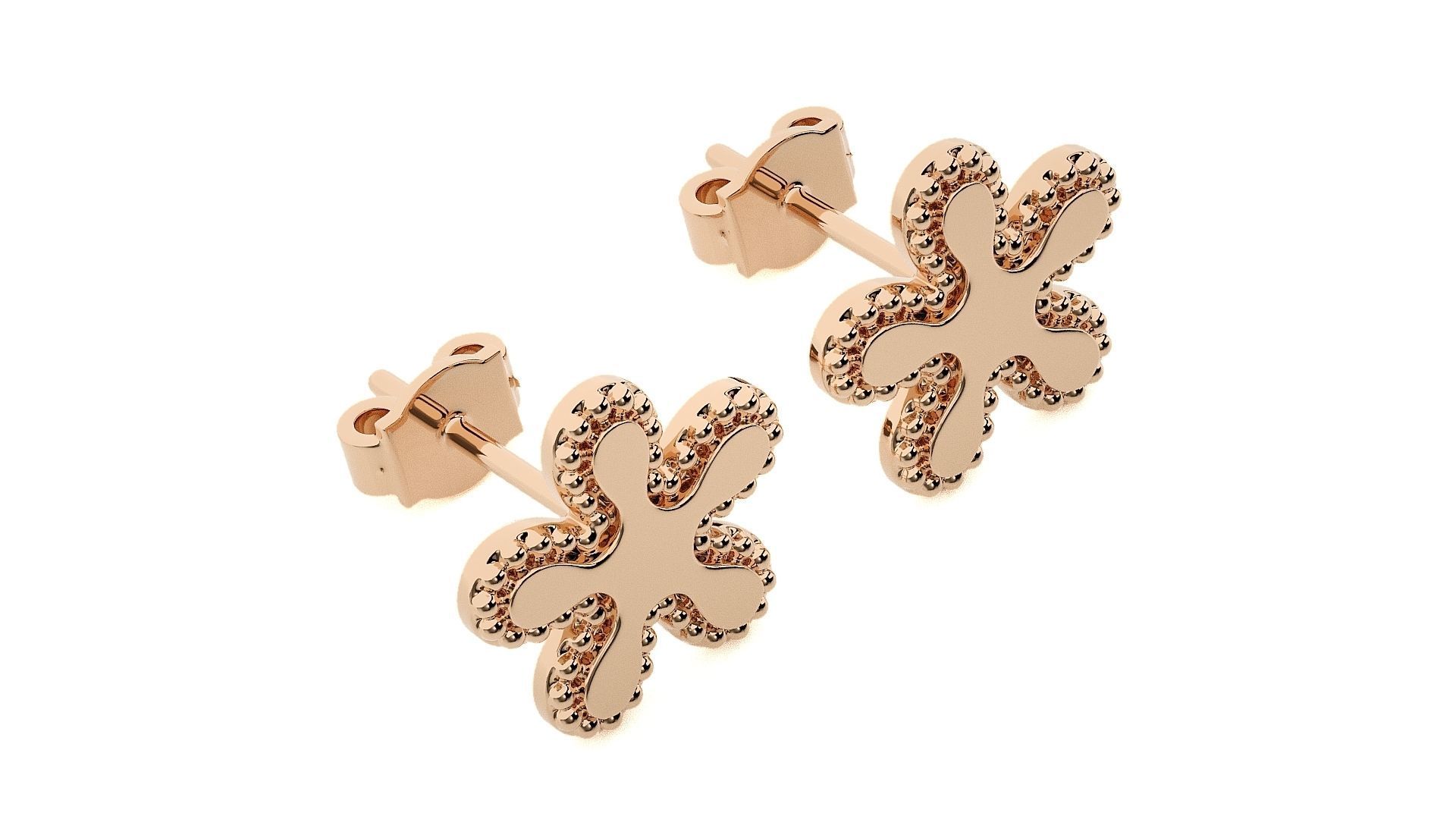 Light wt Plain Gold Earrings Studs 3dm stl ply glb gltf mtl 3mf 3D print model_3