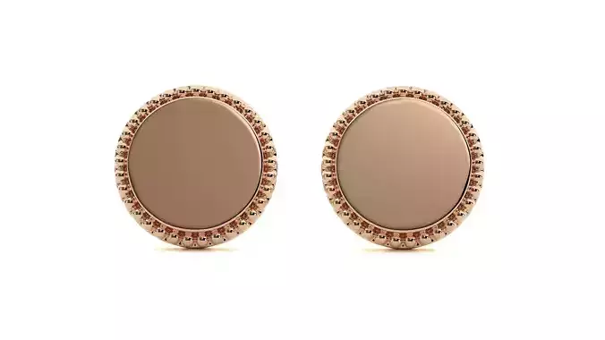 Round Light wt Plain Gold Earrings Studs 3dm stl ply glb gltf