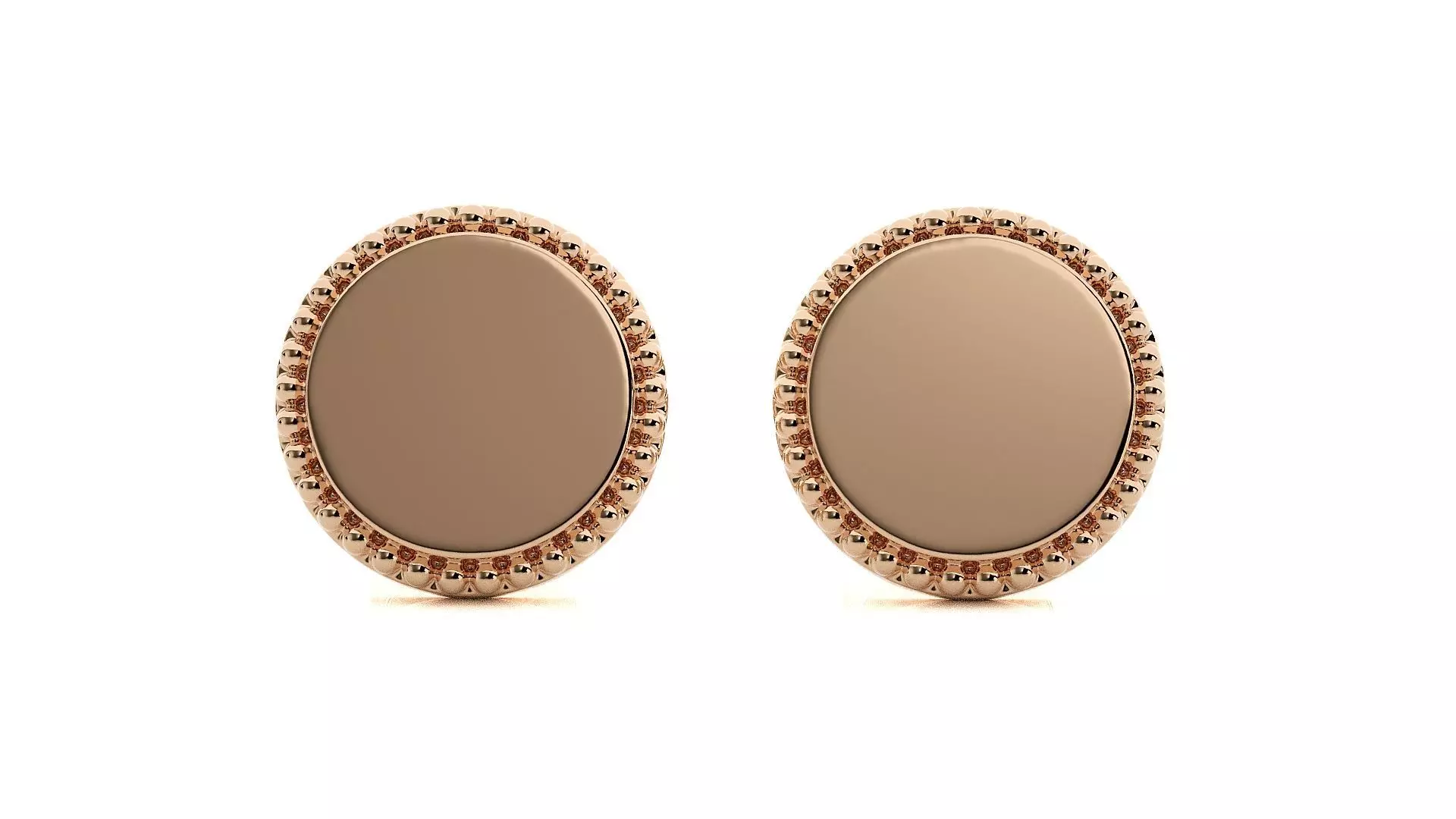 Round Light wt Plain Gold Earrings Studs 3dm stl ply glb gltf 3D print model