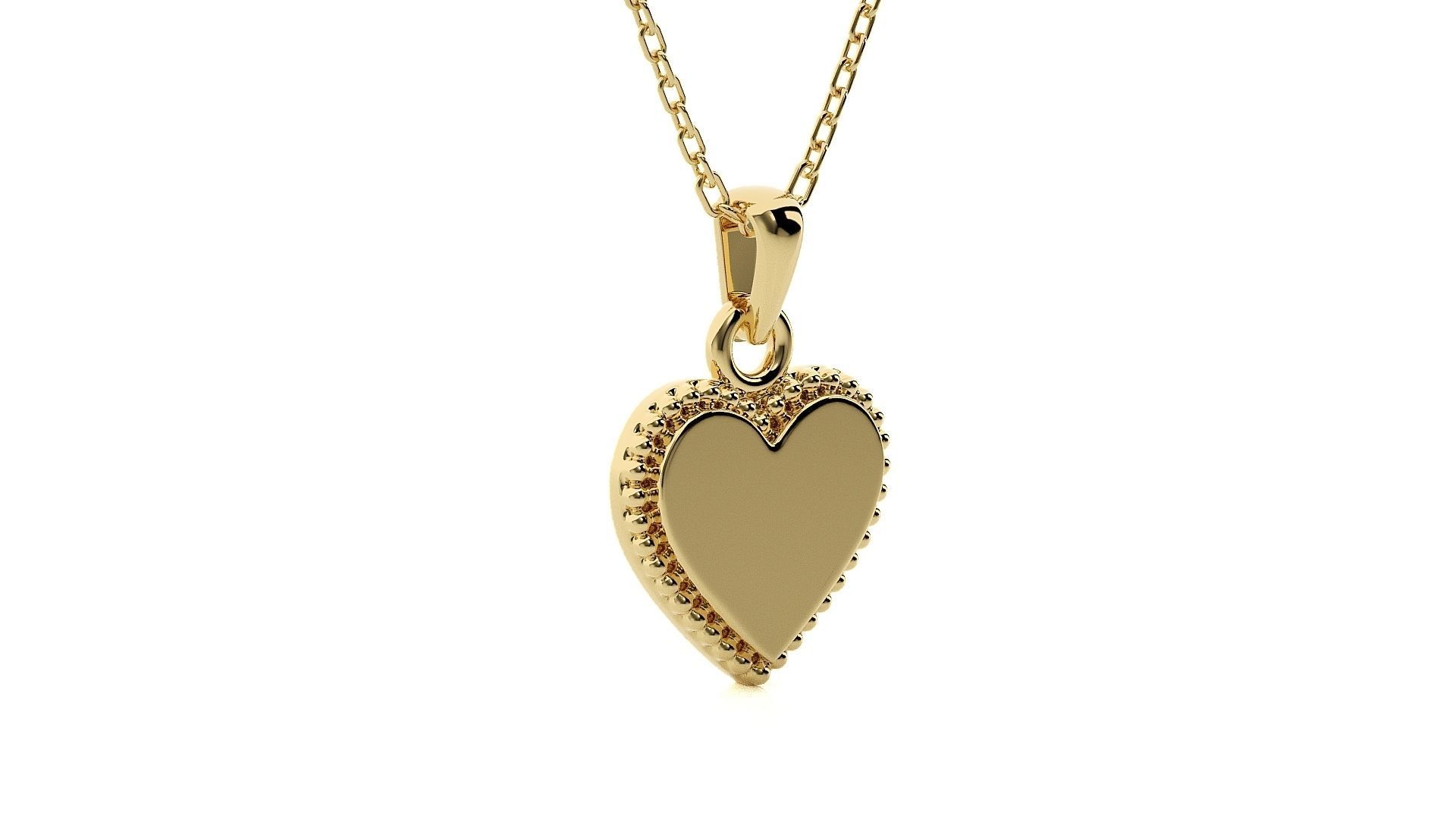 Heart Love Valentine Light wt Plain Gold Pendant 3dm stl ply glb 3D print model_10