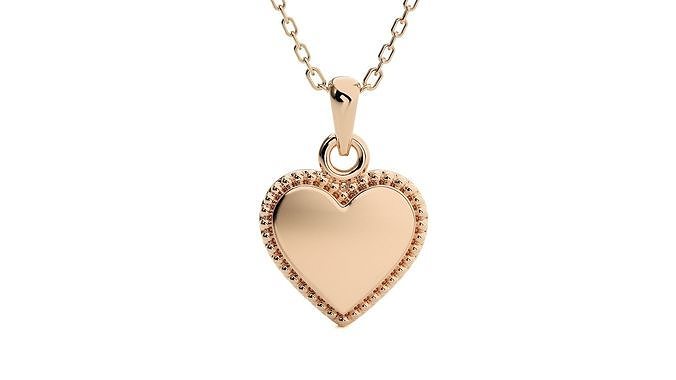 Heart Love Valentine Light wt Plain Gold Pendant 3dm stl ply glb 3D print model