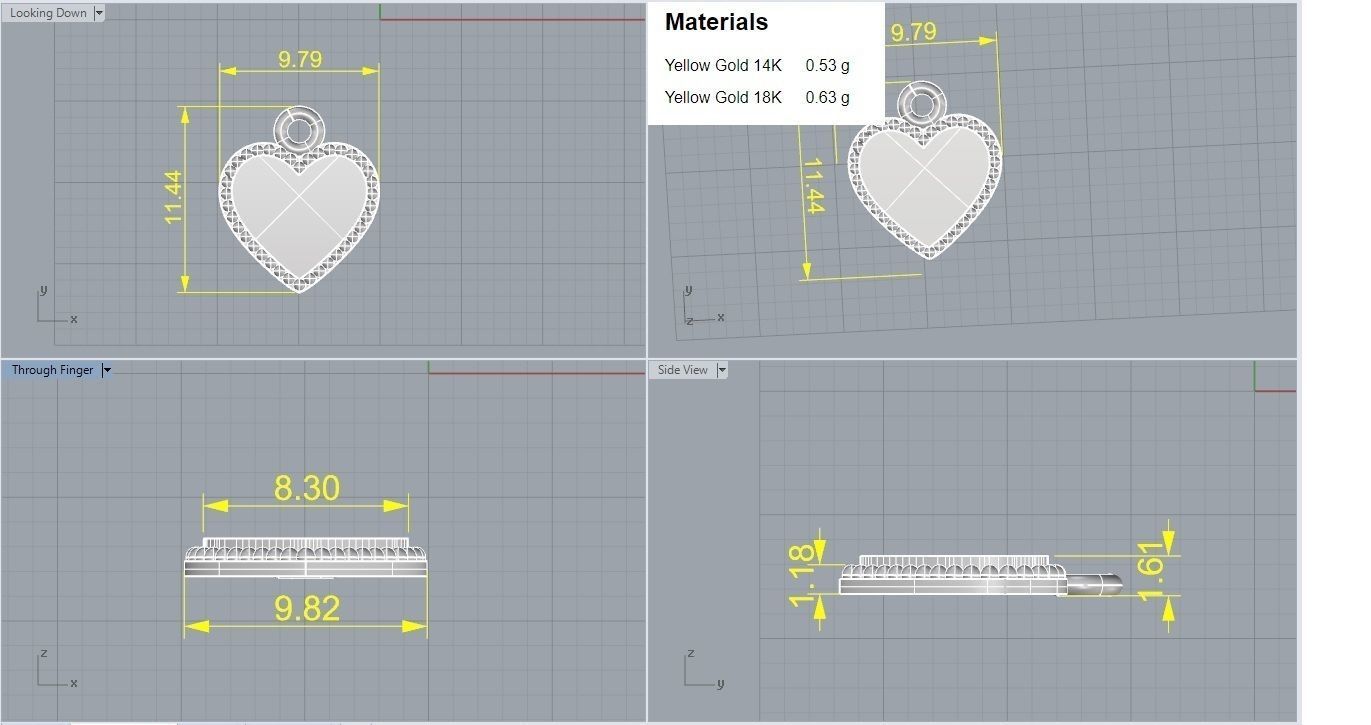 Heart Love Valentine Light wt Plain Gold Pendant 3dm stl ply glb 3D print model_6