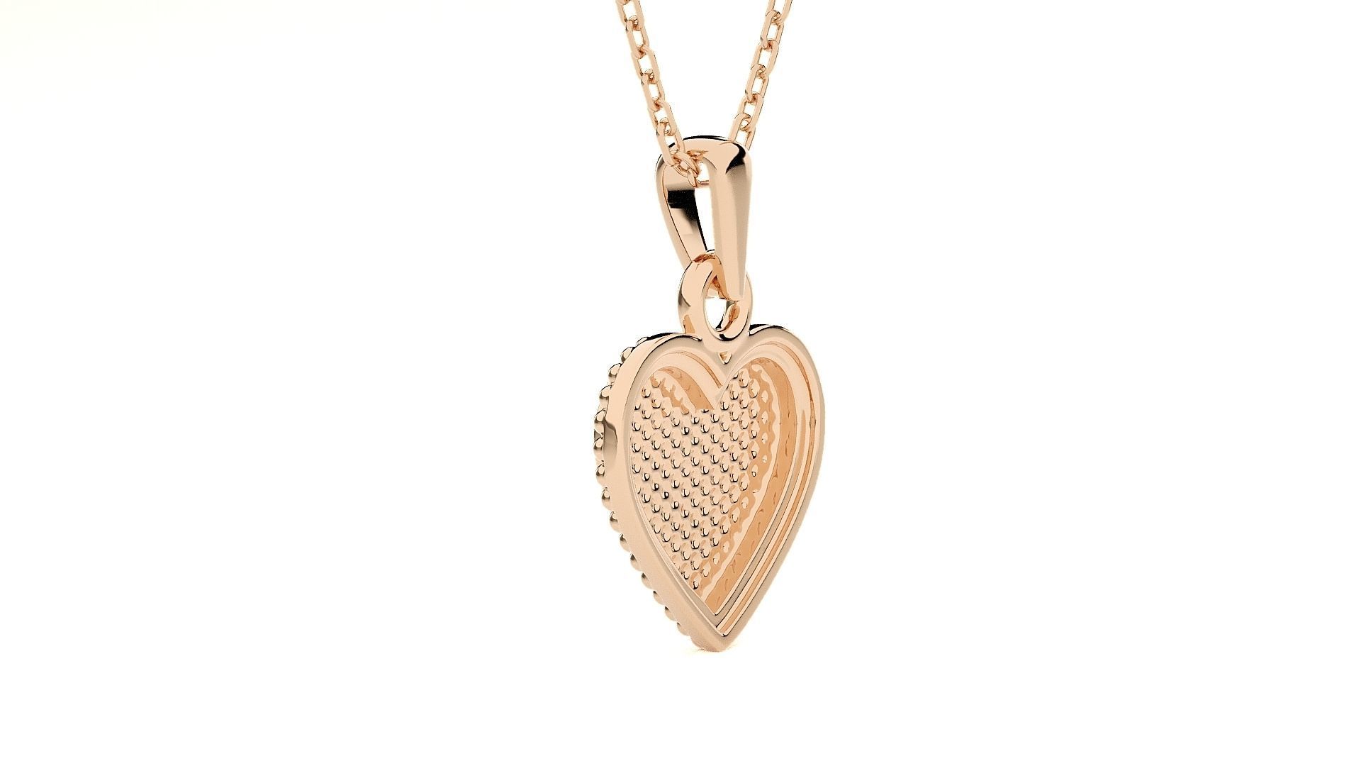 Heart Love Valentine Light wt Plain Gold Pendant 3dm stl ply glb 3D print model_5
