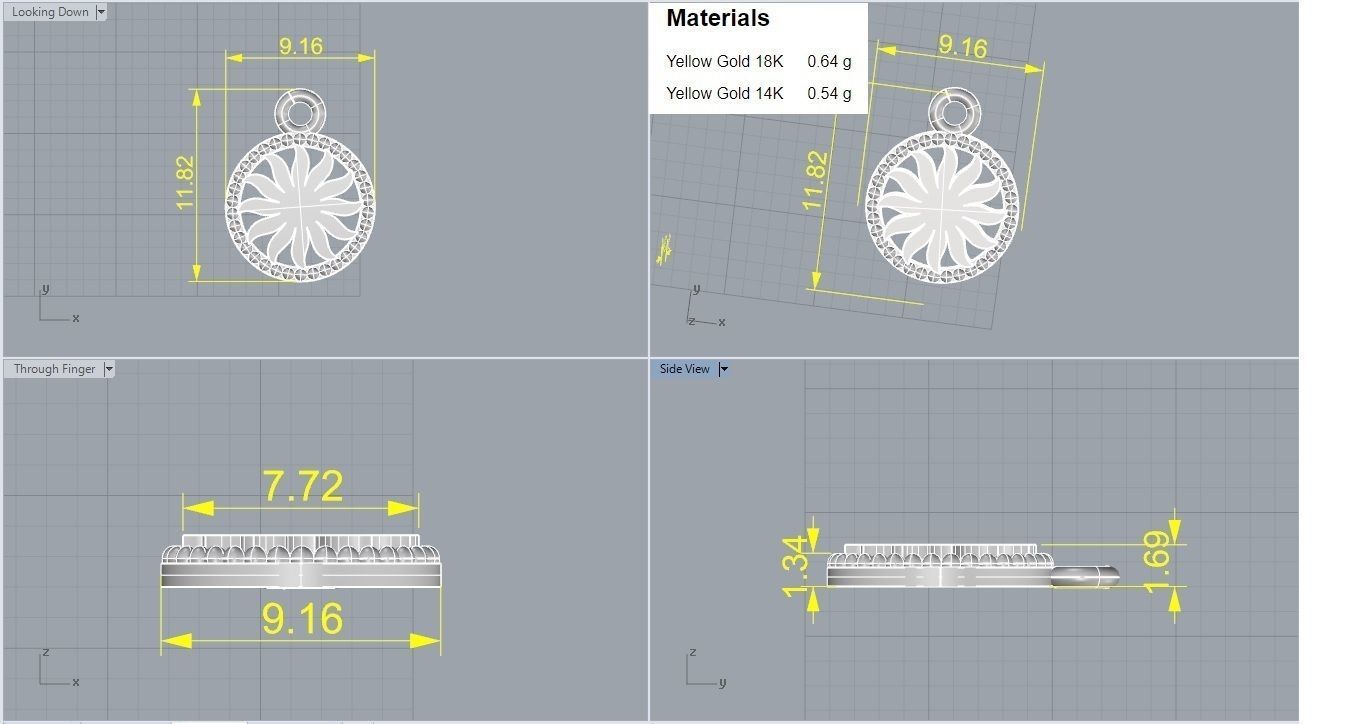 Sun Light wt Plain Gold Pendant 3dm stl ply glb gltf mtl 3mf  3D print model_4