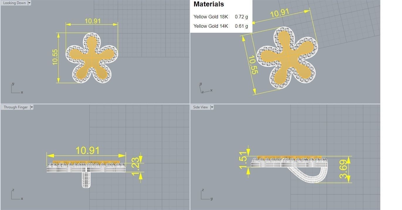 Blooming Flower Light wt Plain Gold Pendant 3dm stl ply glb  3D print model_3