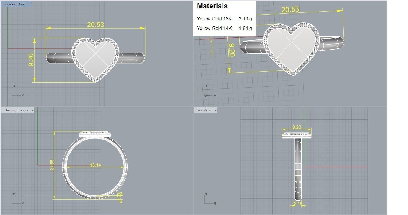 Heart Love Valentine Light wt Plain Gold ring 3dm stl ply glb  3D print model_6