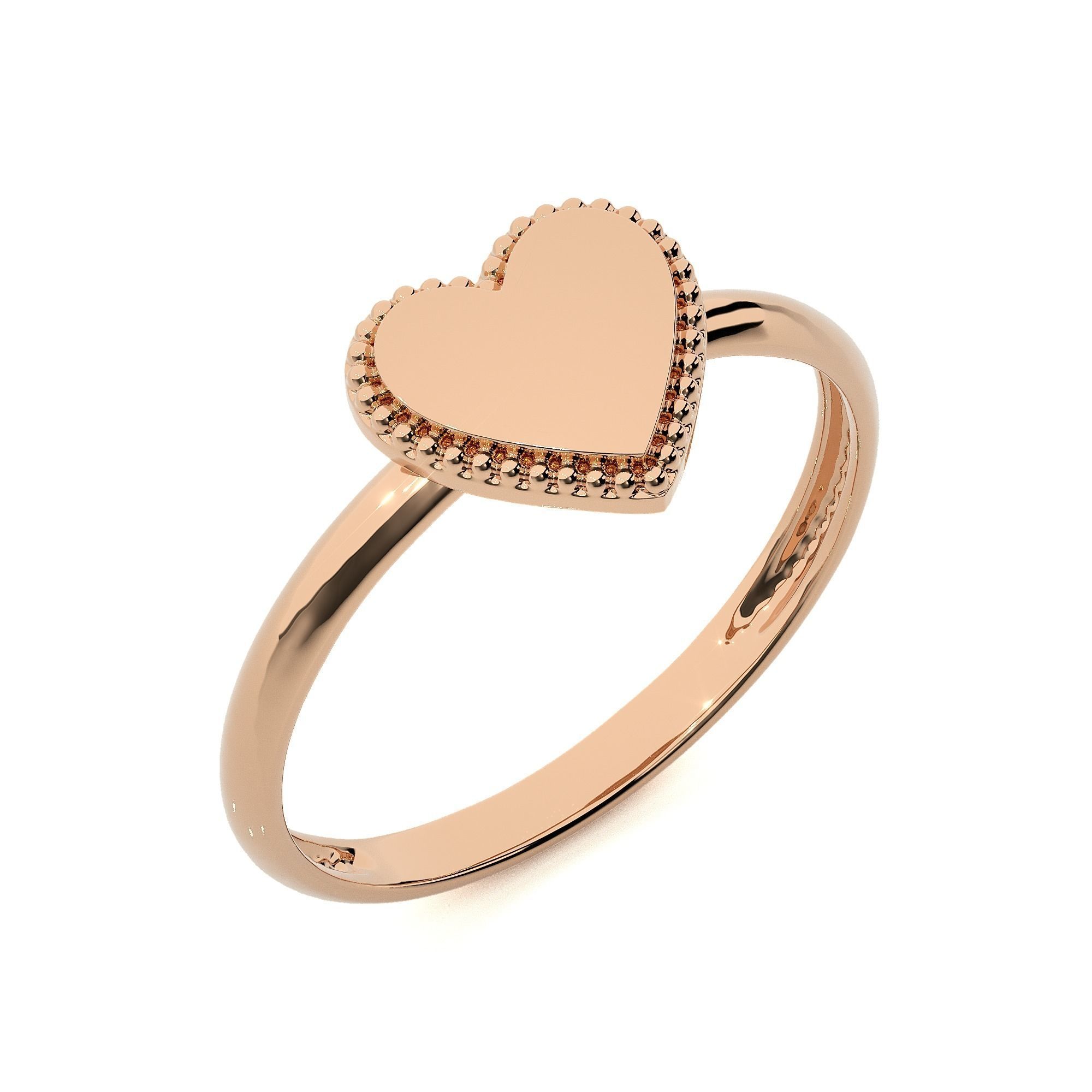 Heart Love Valentine Light wt Plain Gold ring 3dm stl ply glb  3D print model_5