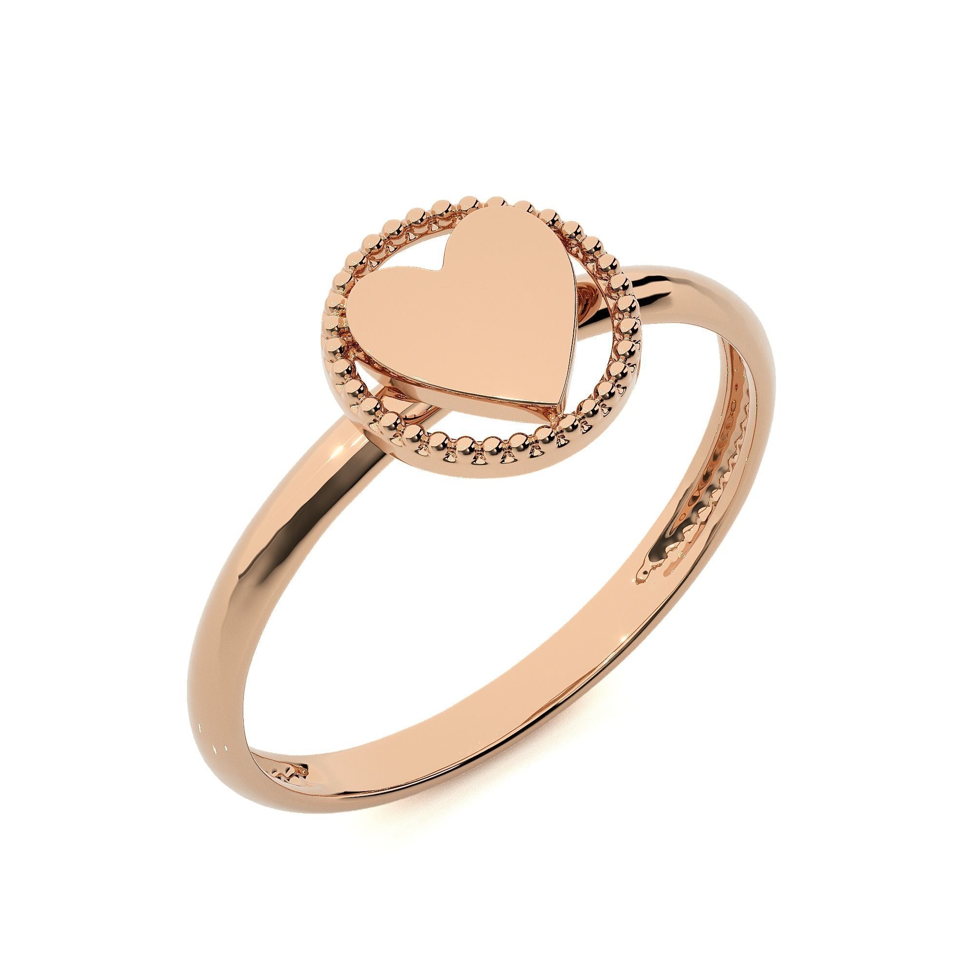 Heart Love Valentine Light wt Plain Gold ring 3dm stl ply glb  3D print model_6