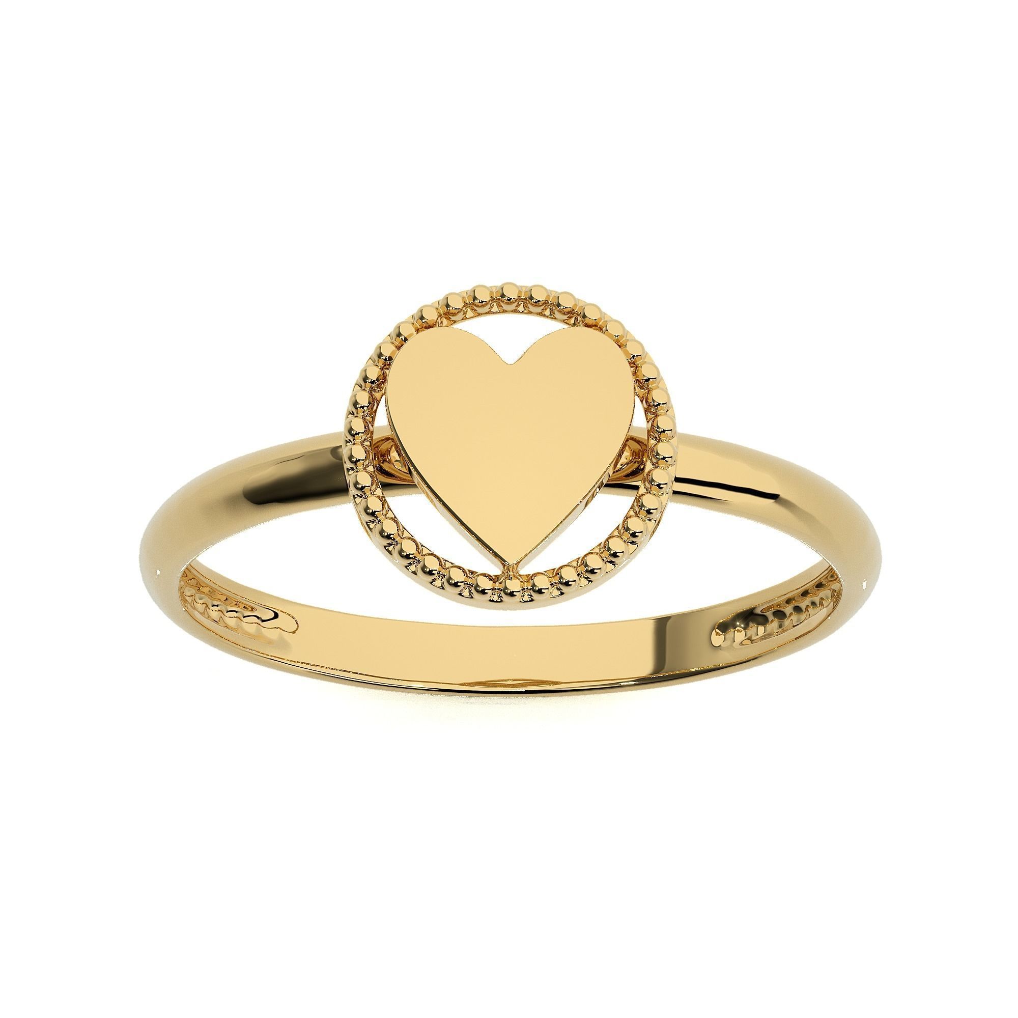 Heart Love Valentine Light wt Plain Gold ring 3dm stl ply glb  3D print model_2