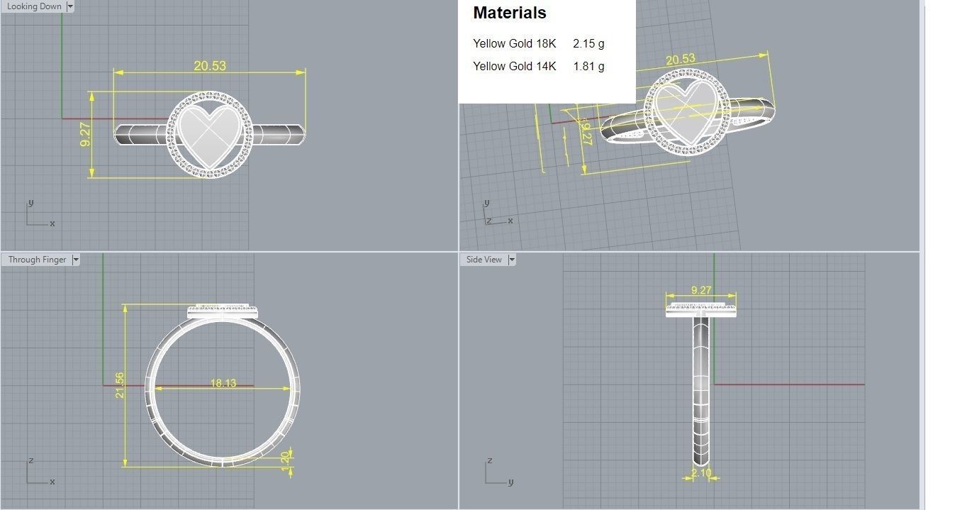 Heart Love Valentine Light wt Plain Gold ring 3dm stl ply glb  3D print model_3