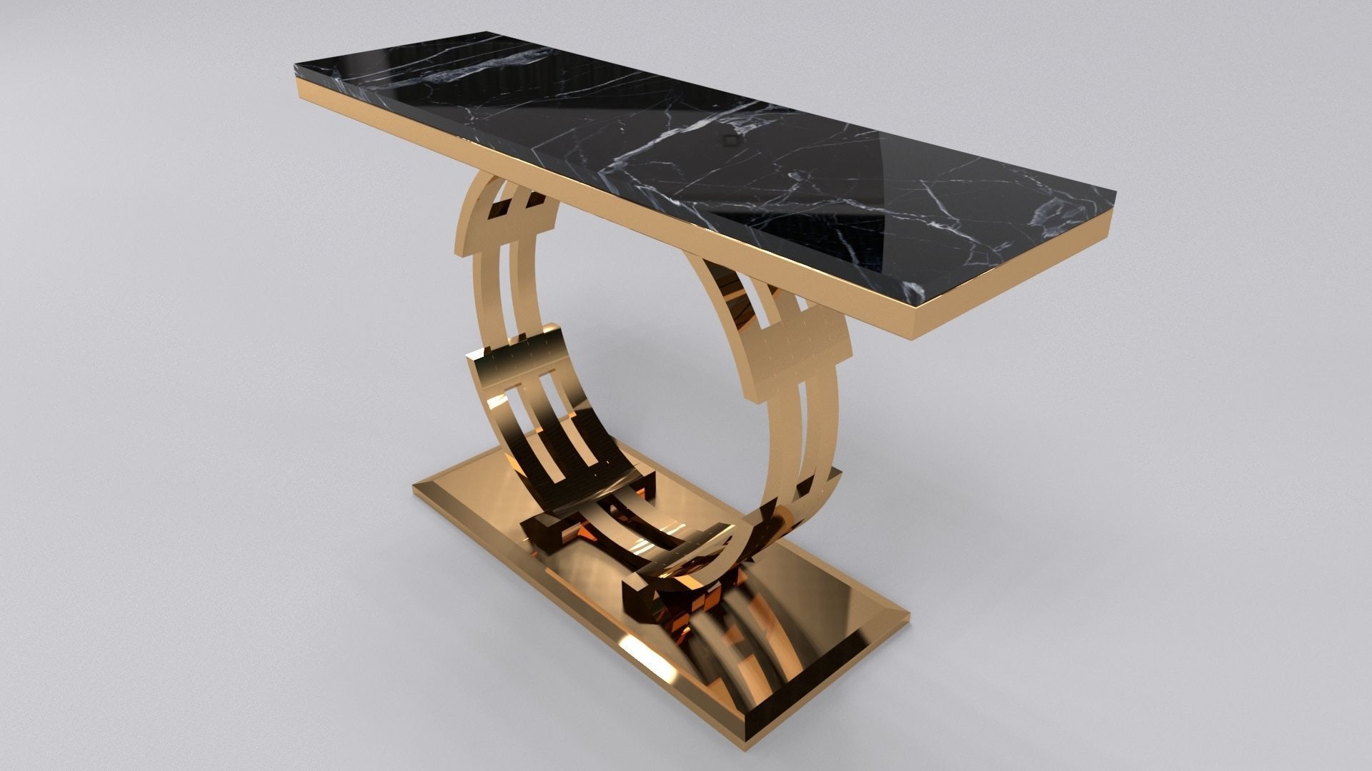 luxury console table round Free 3D model_1