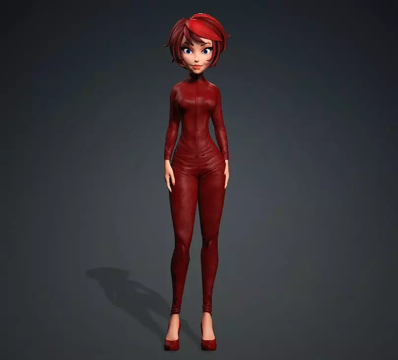 Cartoon Girl Rigged 3D model 3D model_0