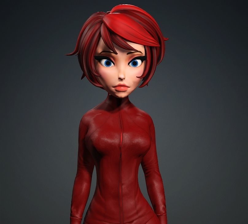 Cartoon Girl Rigged 3D model 3D model_9