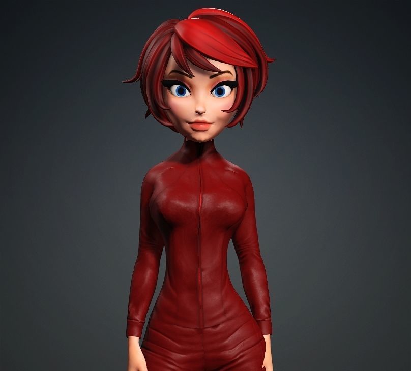 Cartoon Girl Rigged 3D model 3D model_1