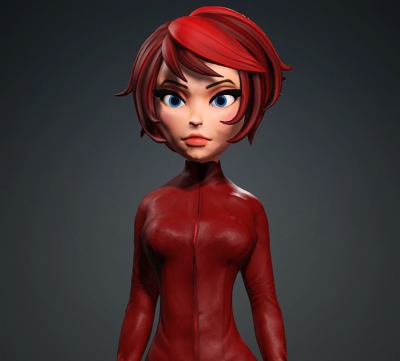Cartoon Girl Rigged 3D model 3D model_7