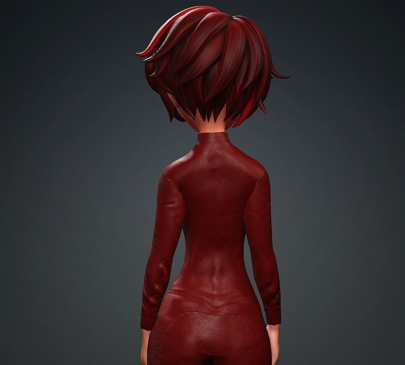 Cartoon Girl Rigged 3D model 3D model_5