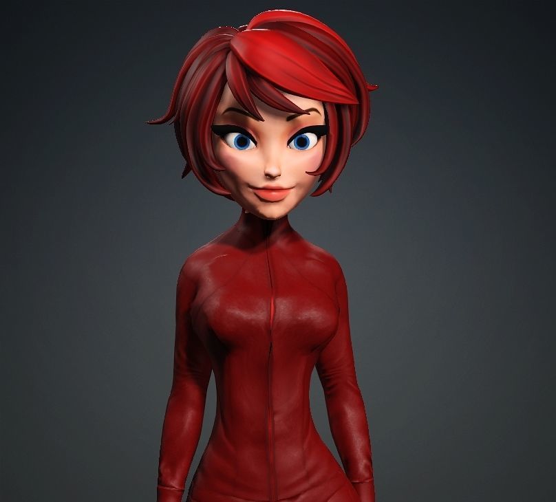 Cartoon Girl Rigged 3D model 3D model_8