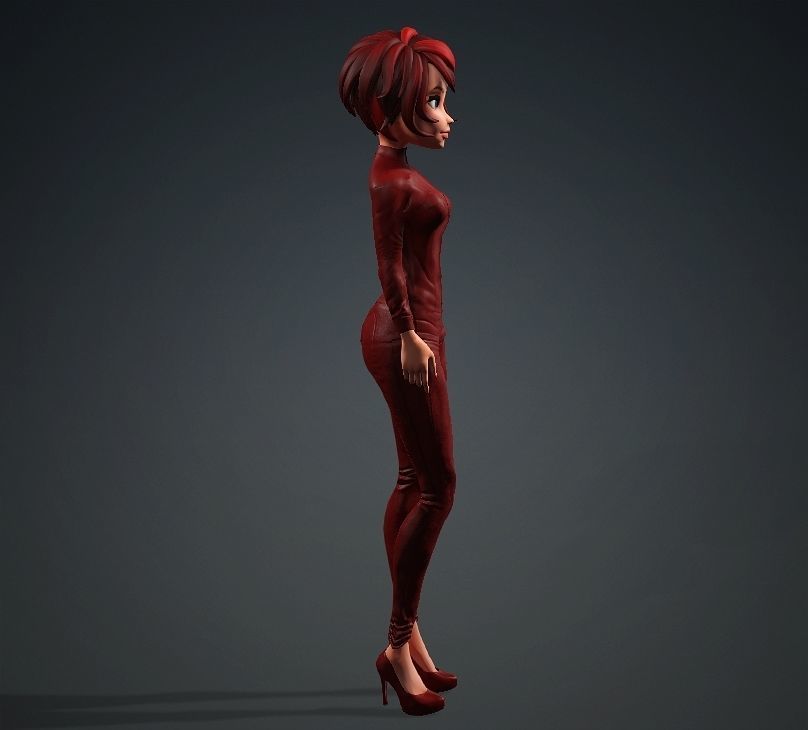 Cartoon Girl Rigged 3D model 3D model_4