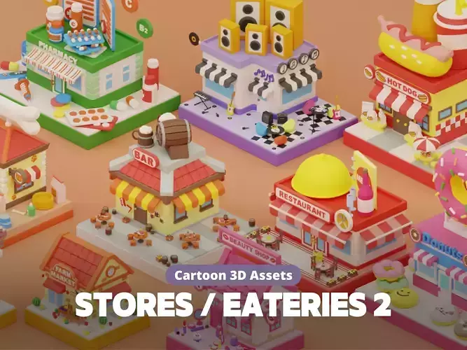 Cartoon Stores Eateries Islands Exteriors 2