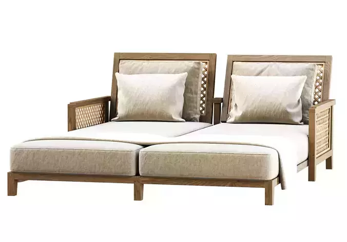 Karen wooden double chaise lounge 