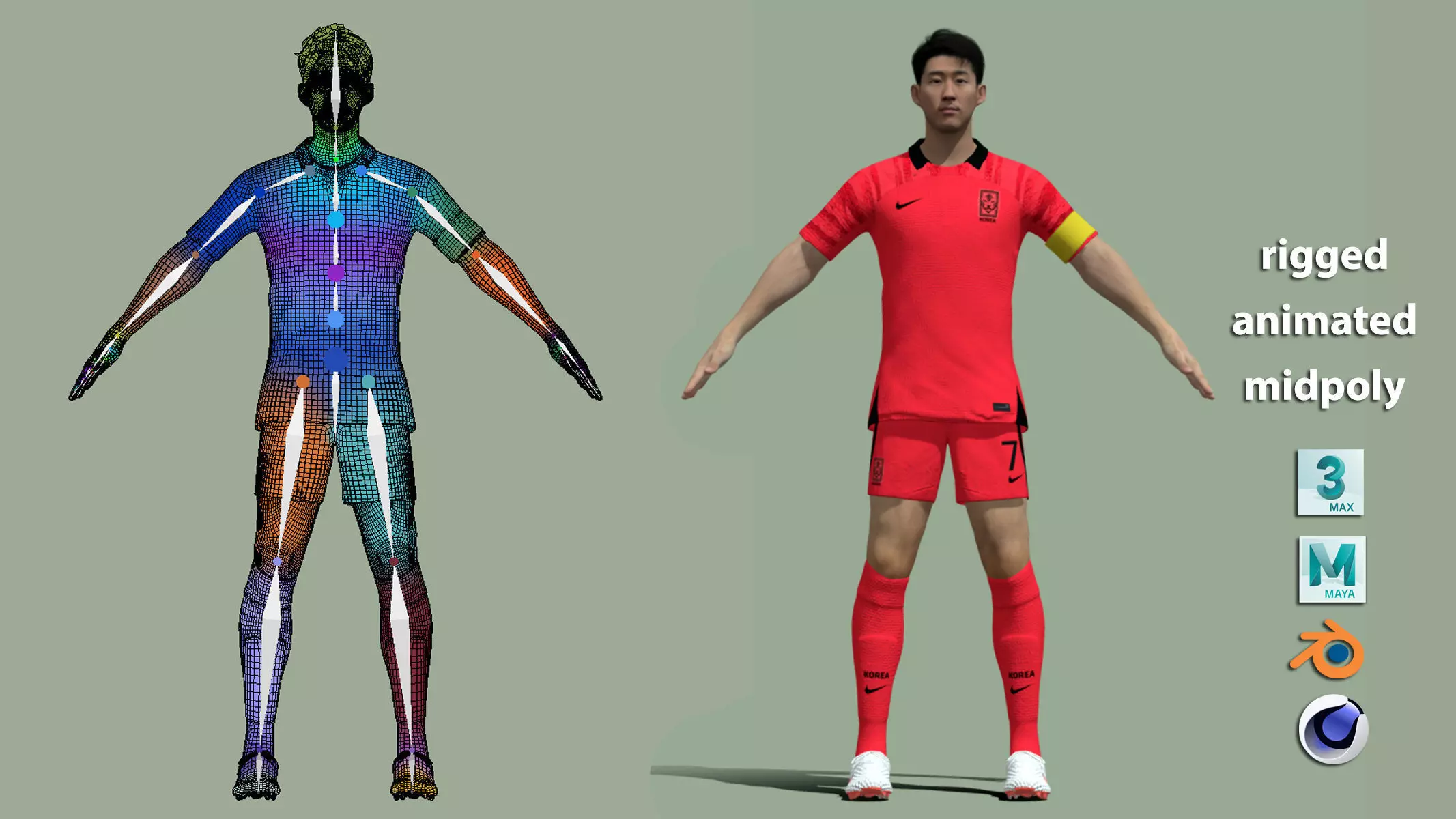 T-Pose rigged Son Heung Min 3D model_0