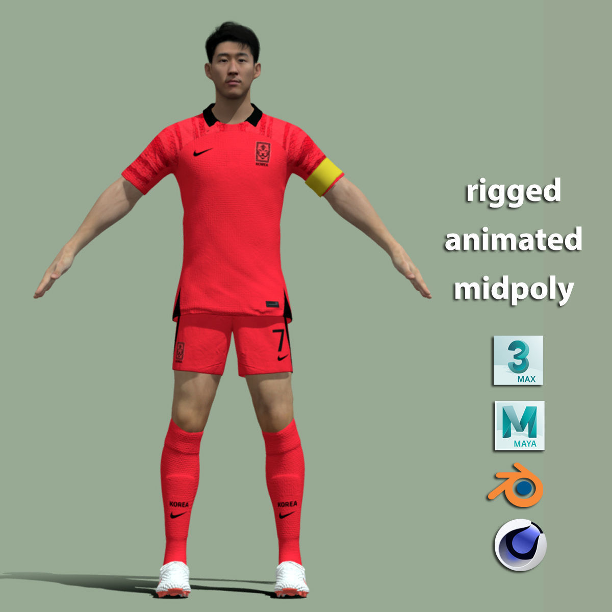 T-Pose rigged Son Heung Min 3D model_3