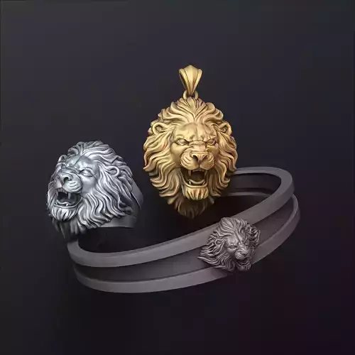 Lion Ring Pendant Bracelet v2 Set Collection