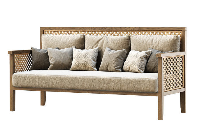 Karen wooden garden three-seater sofa GD4M 3D model