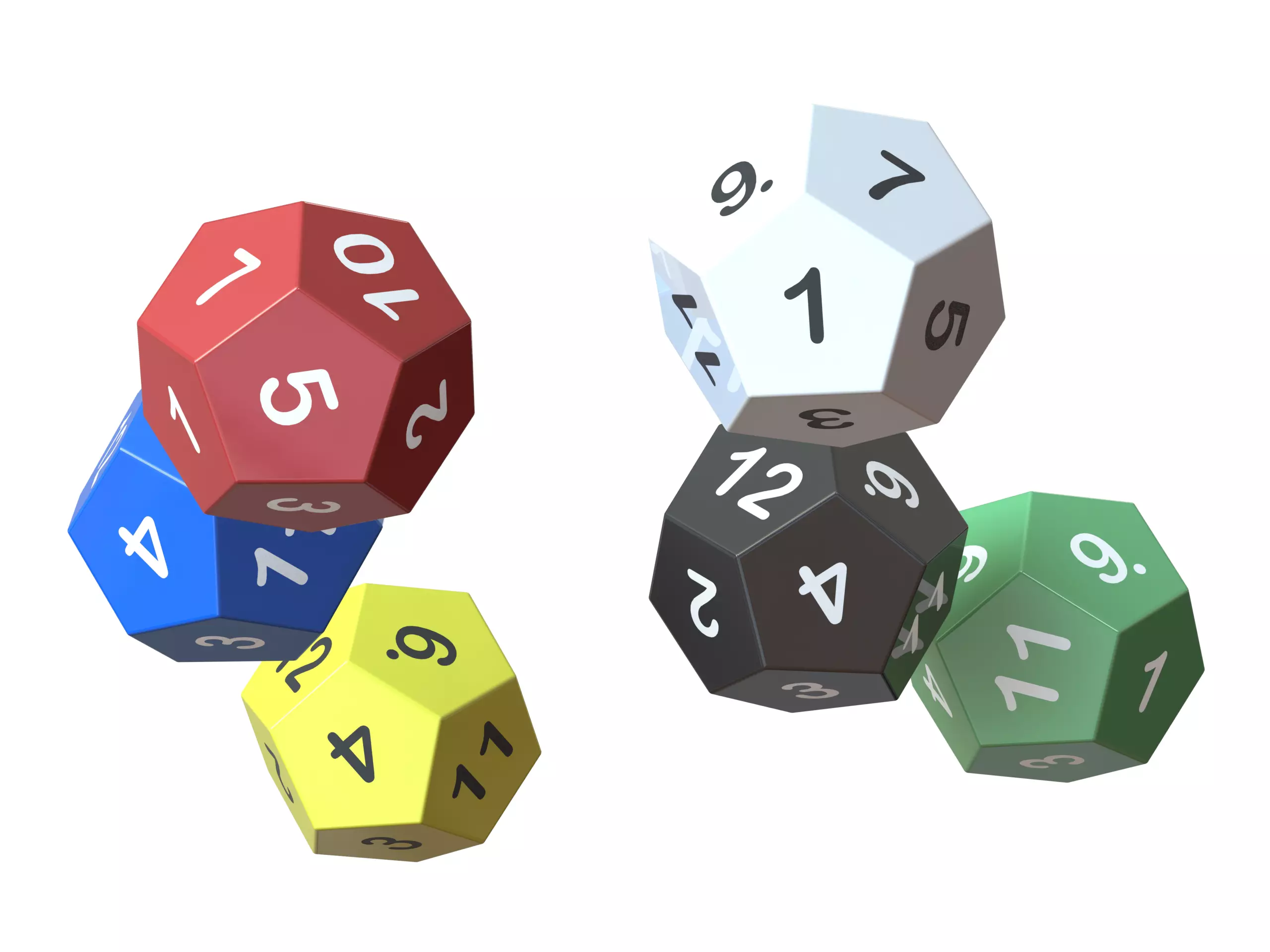 12 Sided Game Dice 6 Colors 3D print model_0