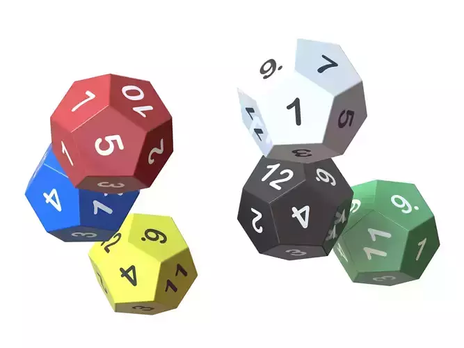 12 Sided Game Dice 6 Colors
