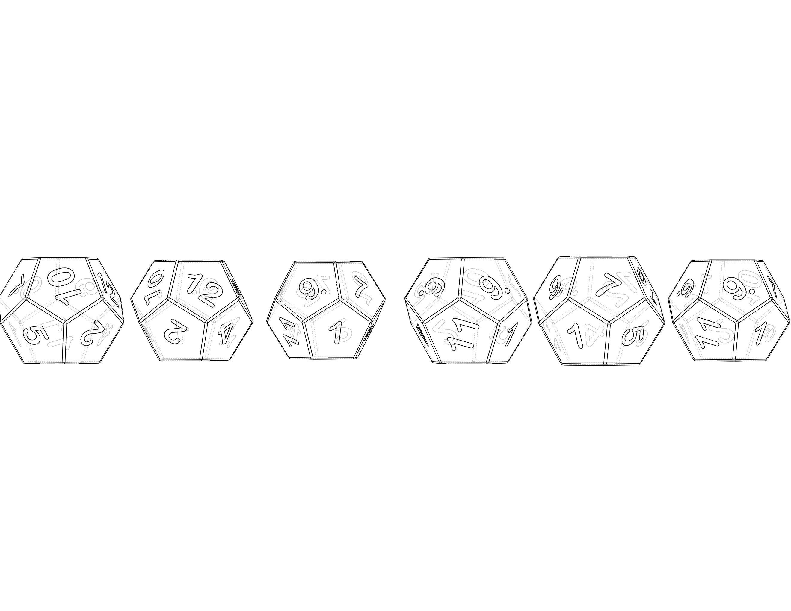 12 Sided Game Dice 6 Colors 3D print model_27