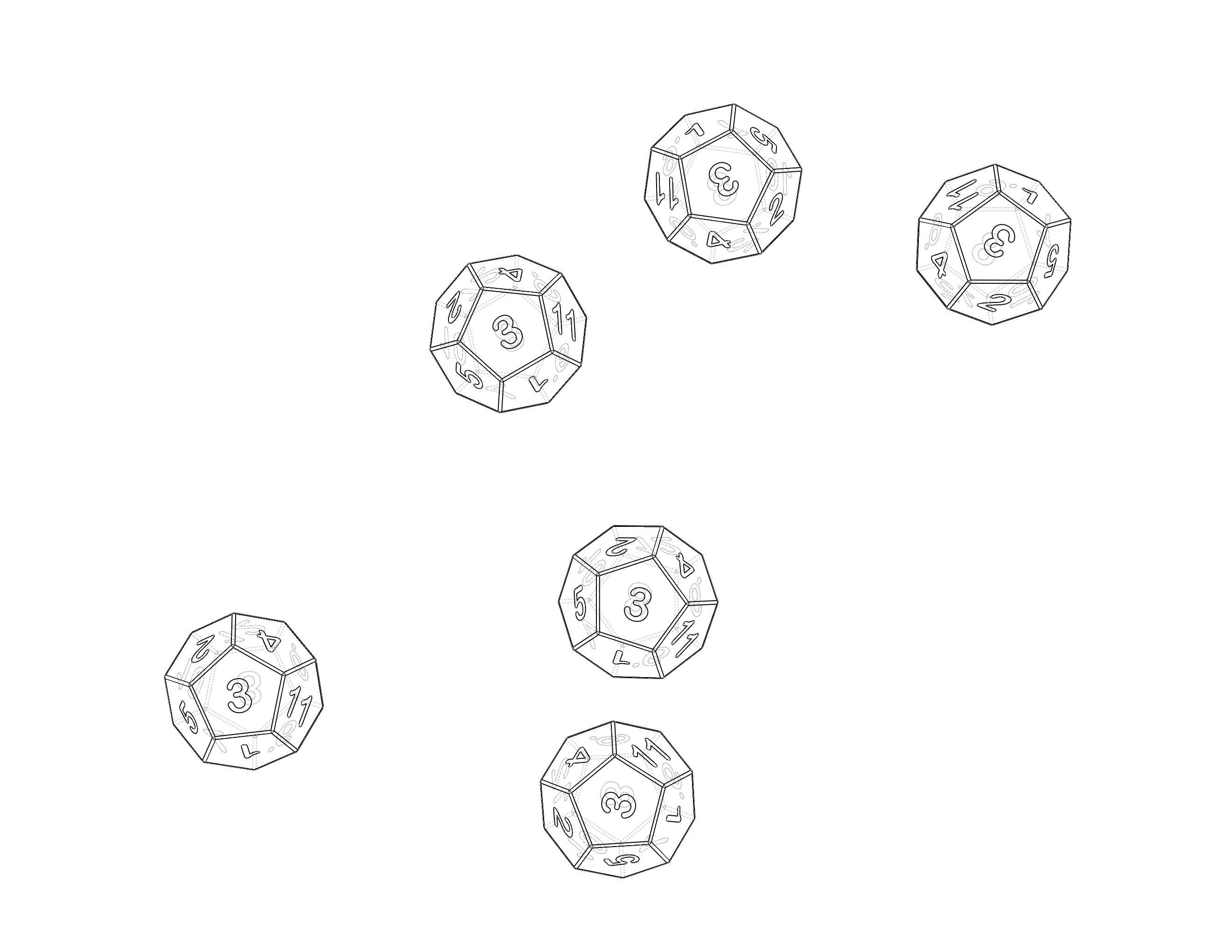 12 Sided Game Dice 6 Colors 3D print model_39