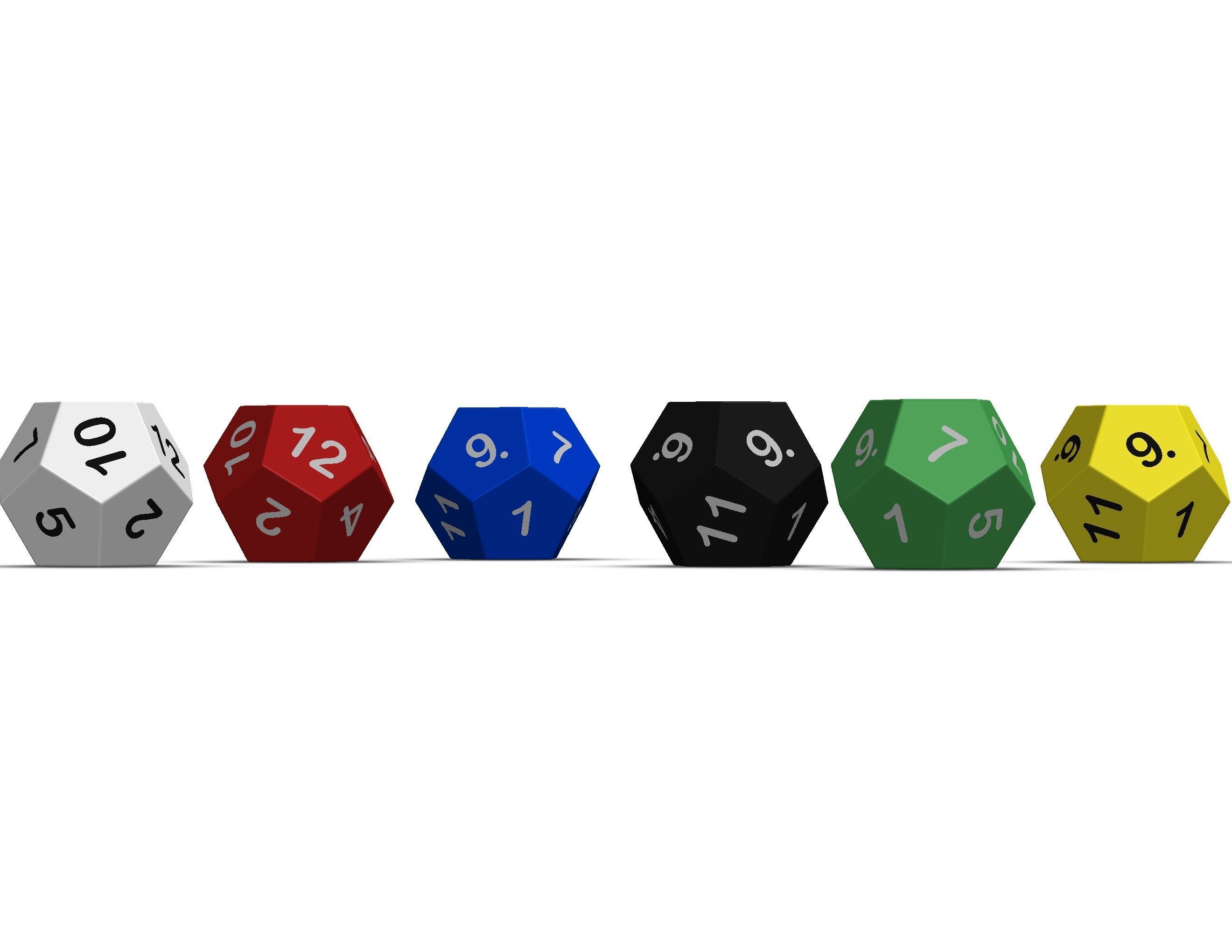 12 Sided Game Dice 6 Colors 3D print model_29
