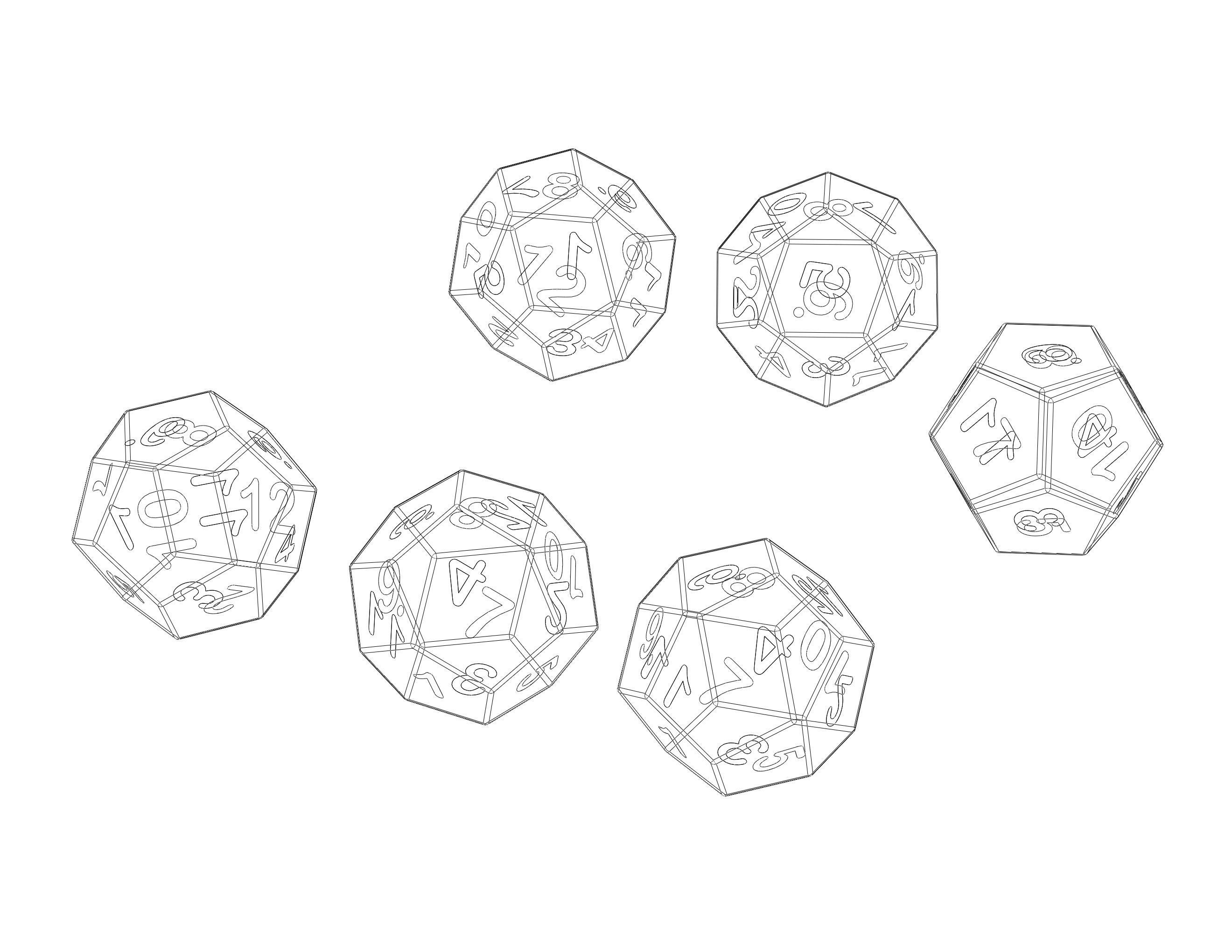 12 Sided Game Dice 6 Colors 3D print model_8