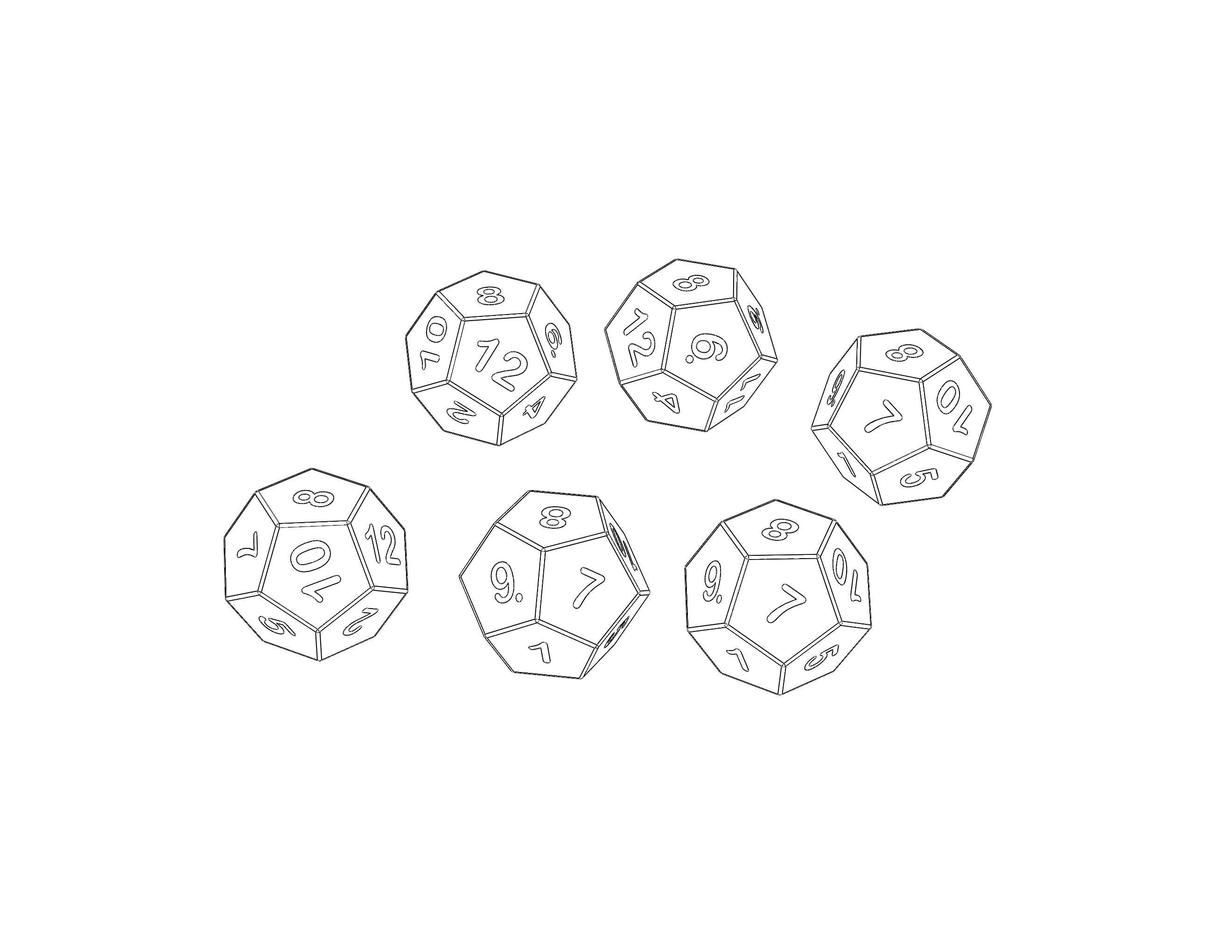 12 Sided Game Dice 6 Colors 3D print model_10