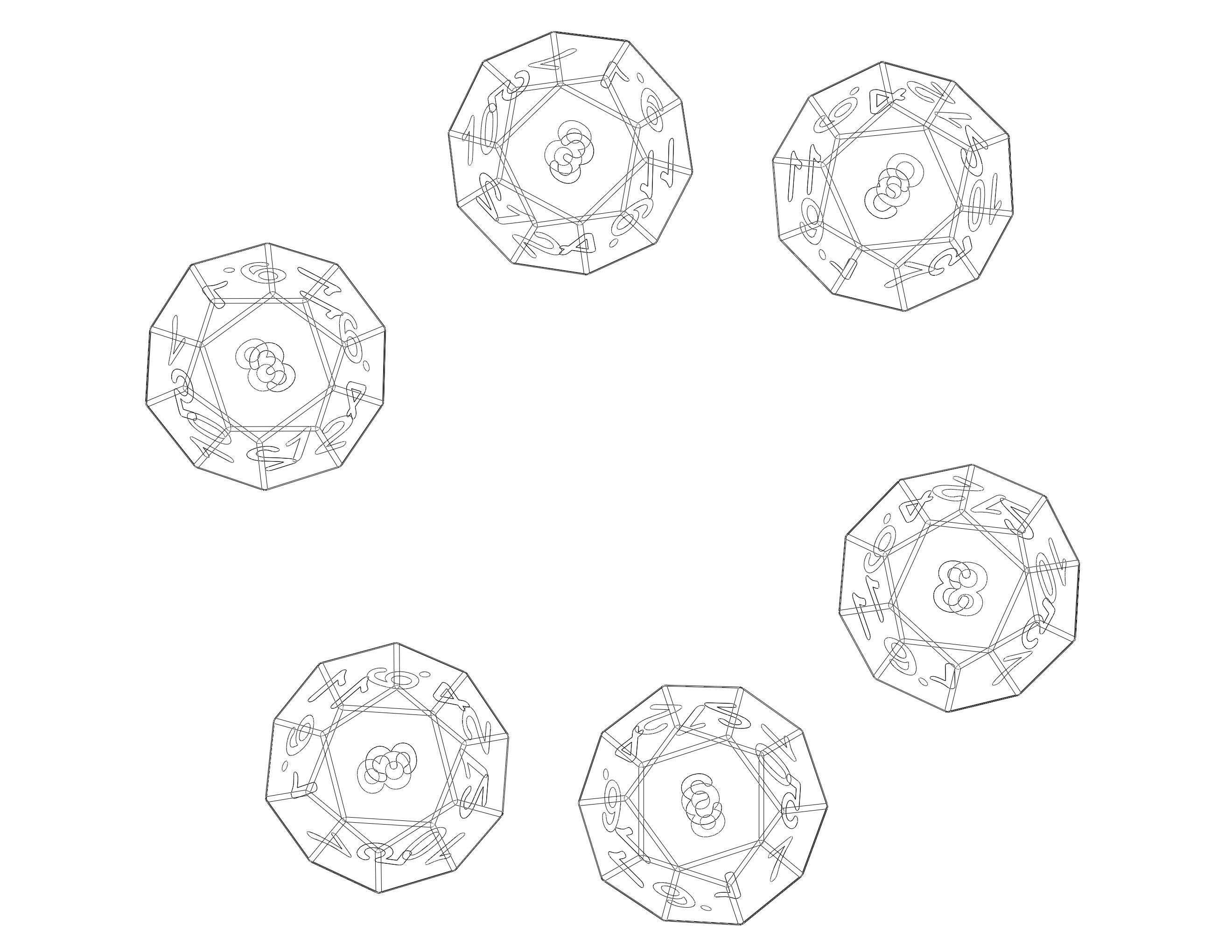 12 Sided Game Dice 6 Colors 3D print model_16