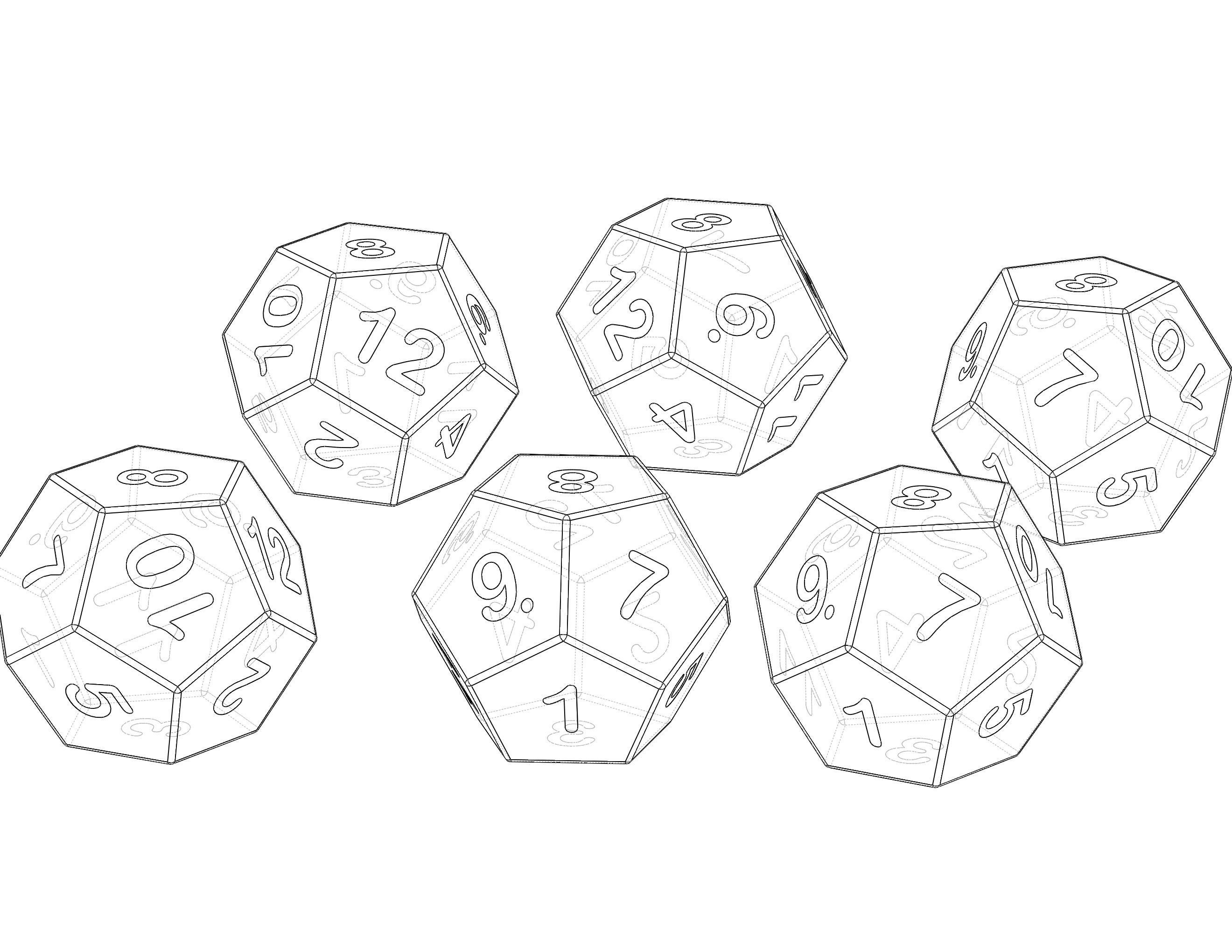 12 Sided Game Dice 6 Colors 3D print model_3