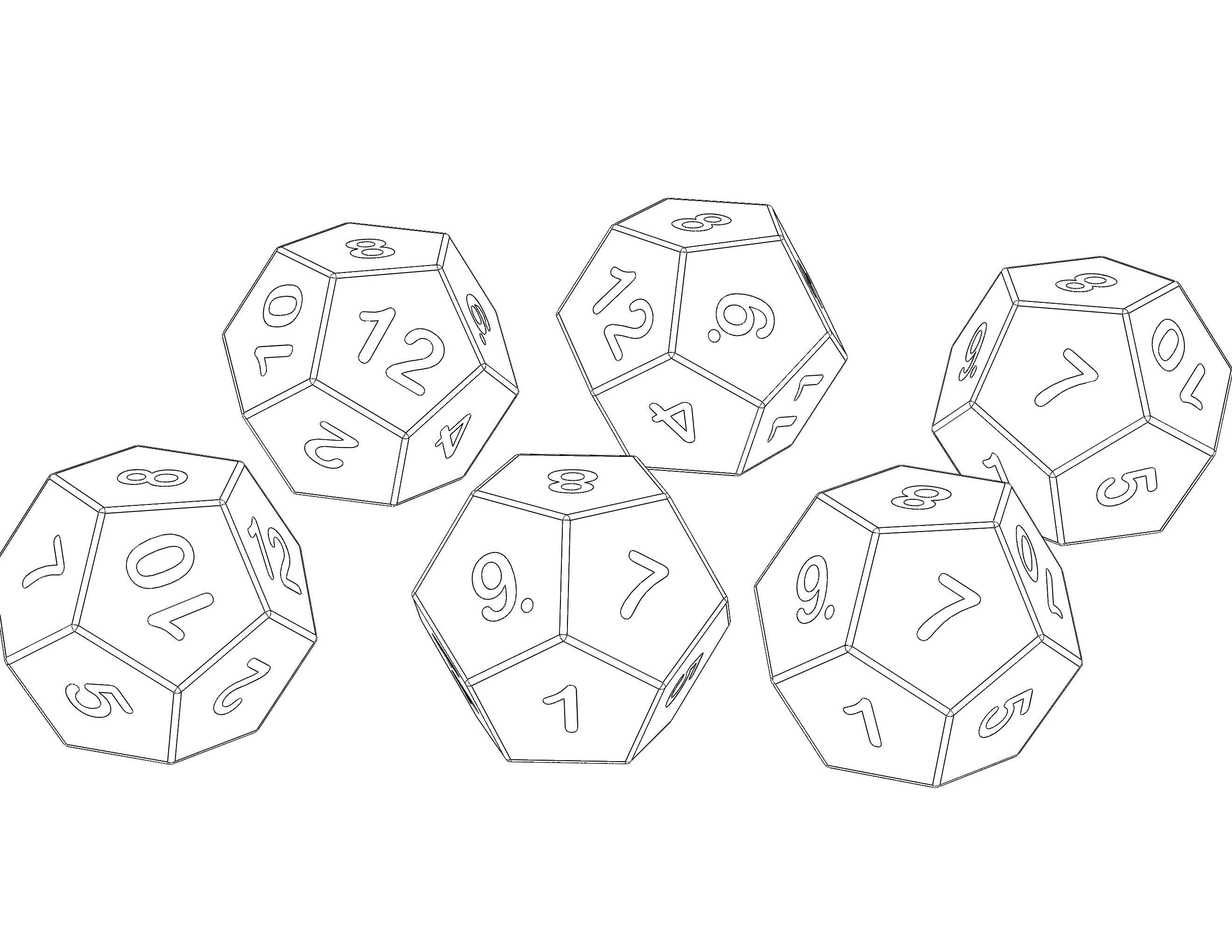 12 Sided Game Dice 6 Colors 3D print model_2
