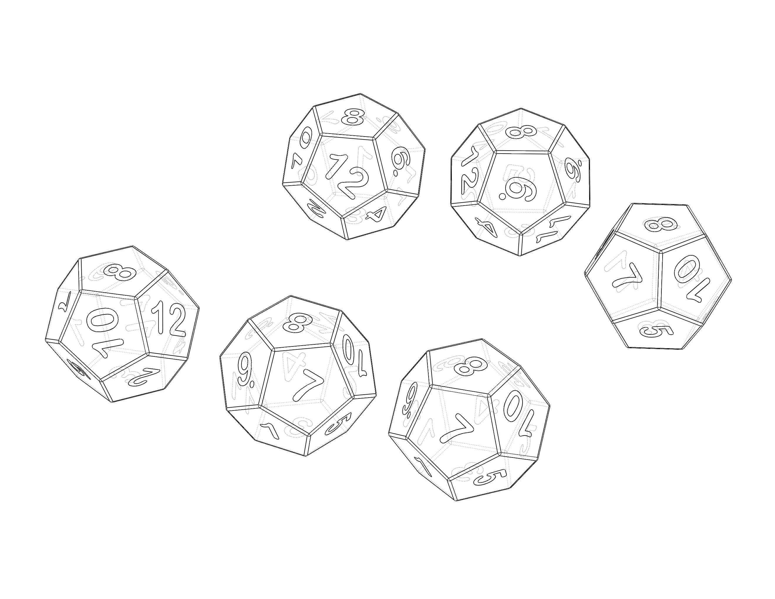 12 Sided Game Dice 6 Colors 3D print model_7