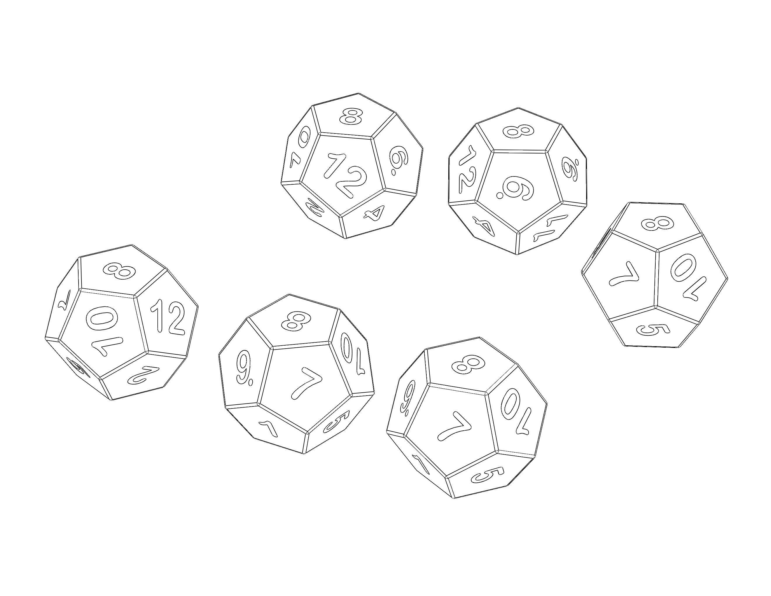 12 Sided Game Dice 6 Colors 3D print model_6