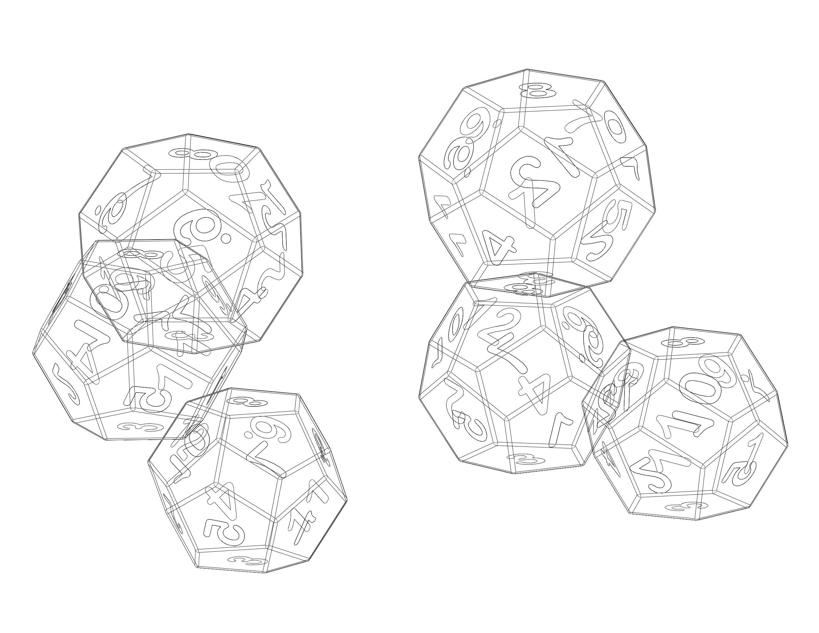 12 Sided Game Dice 6 Colors 3D print model_36