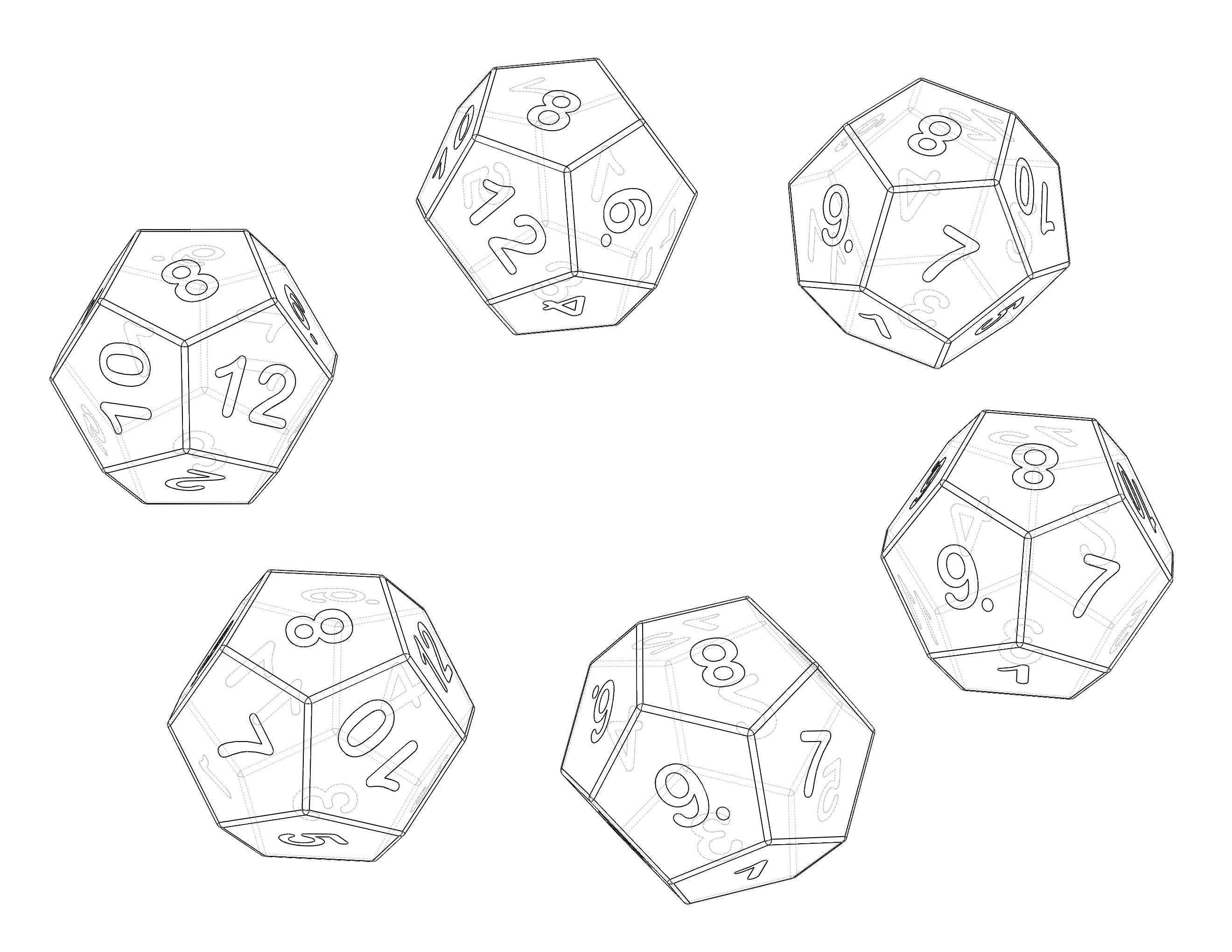 12 Sided Game Dice 6 Colors 3D print model_19