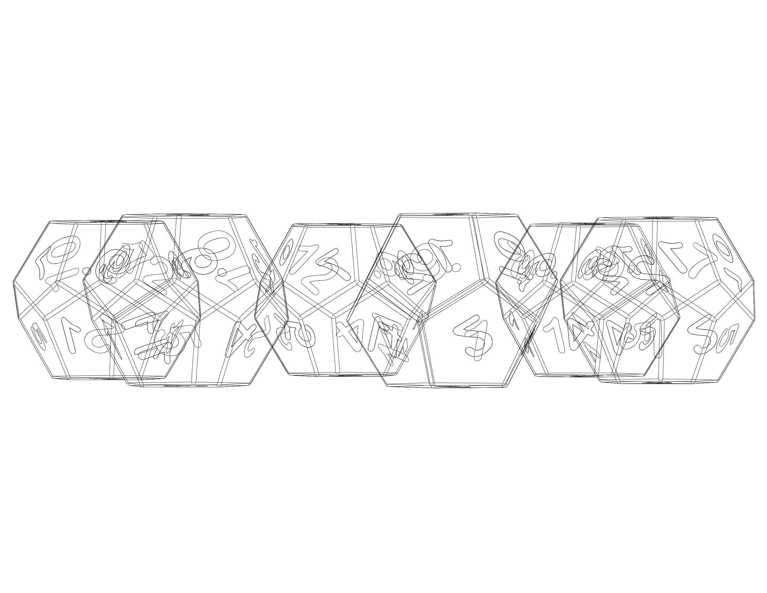 12 Sided Game Dice 6 Colors 3D print model_24