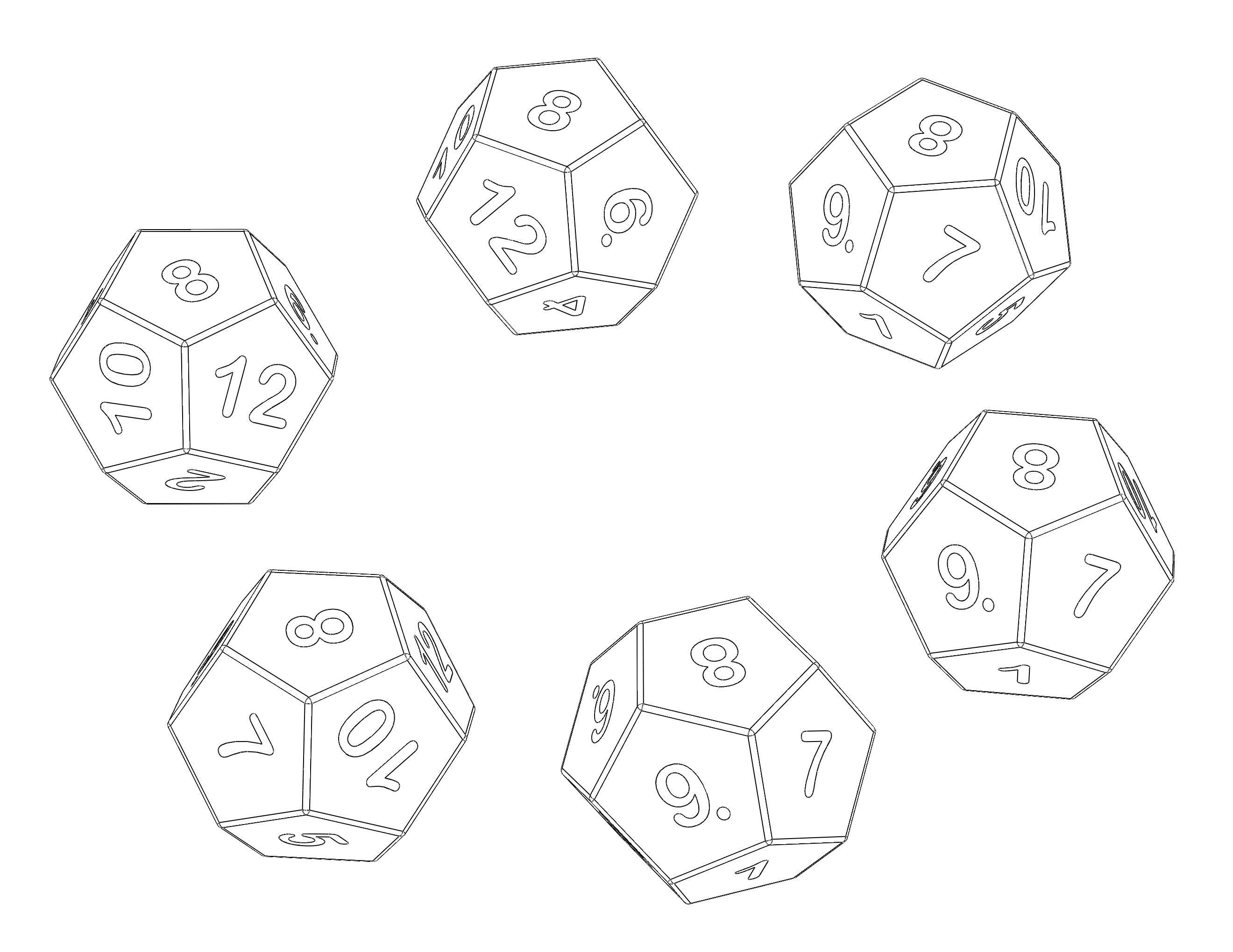 12 Sided Game Dice 6 Colors 3D print model_18