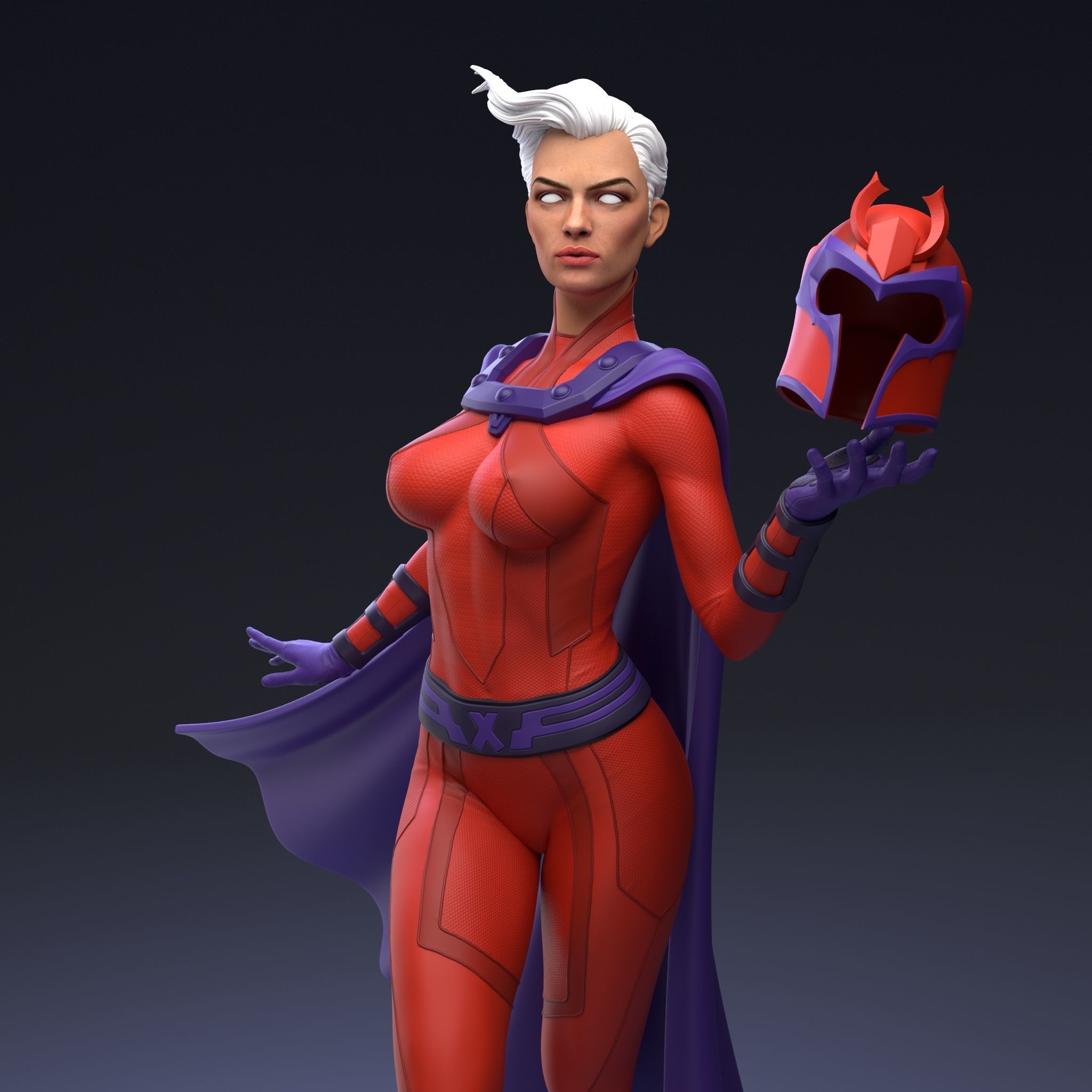 Magneto Female version high detailed 3D print model_10