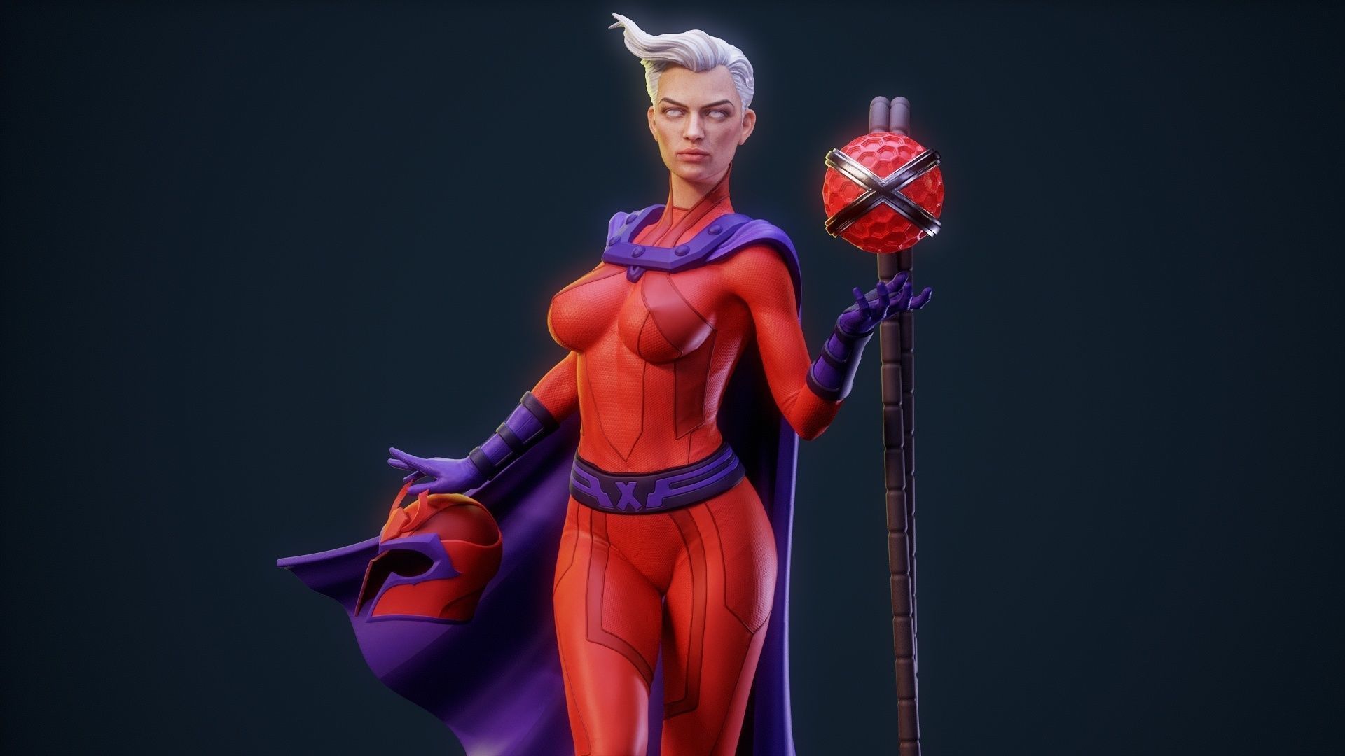 Magneto Female version high detailed 3D print model_3