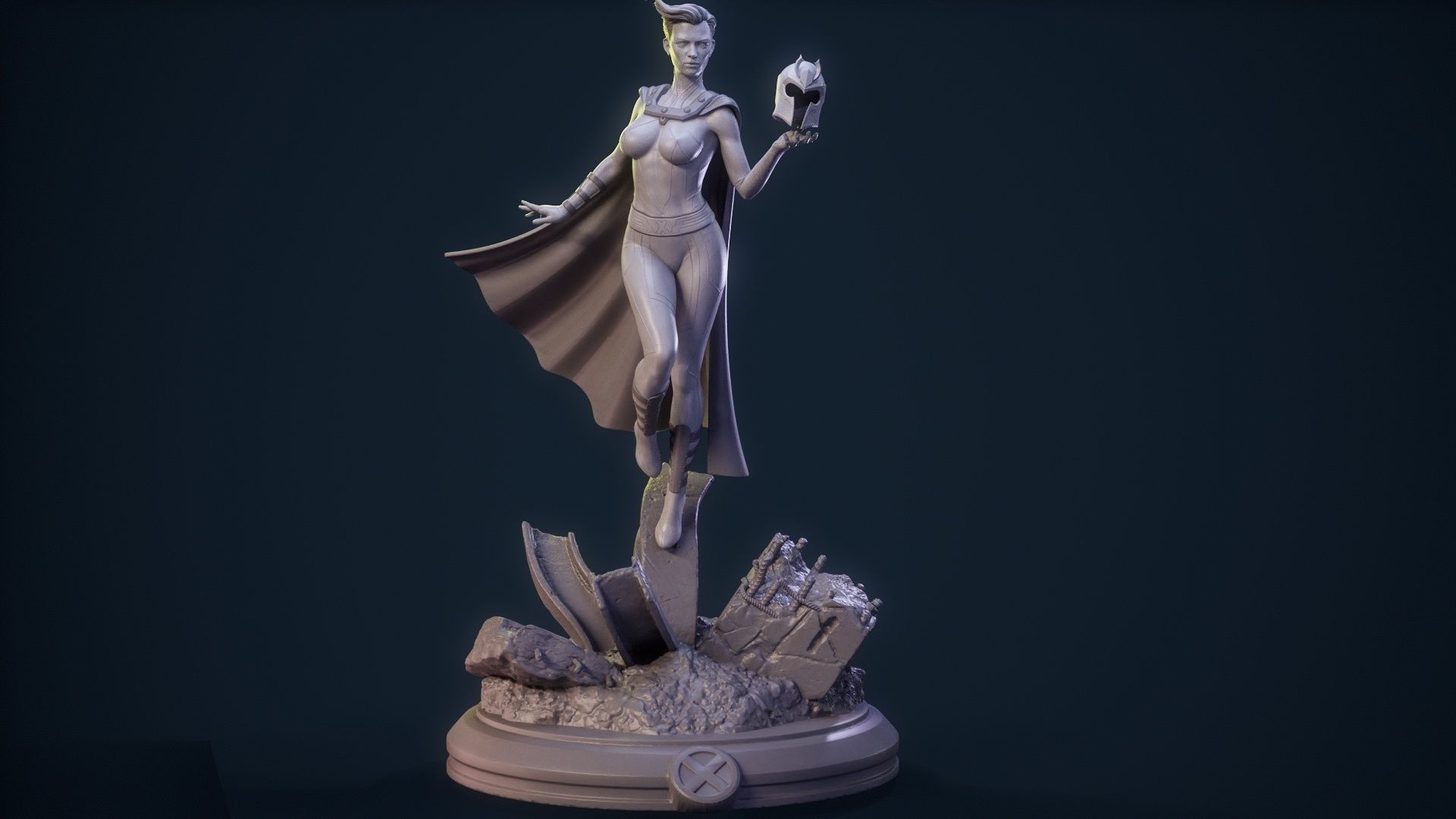 Magneto Female version high detailed 3D print model_9